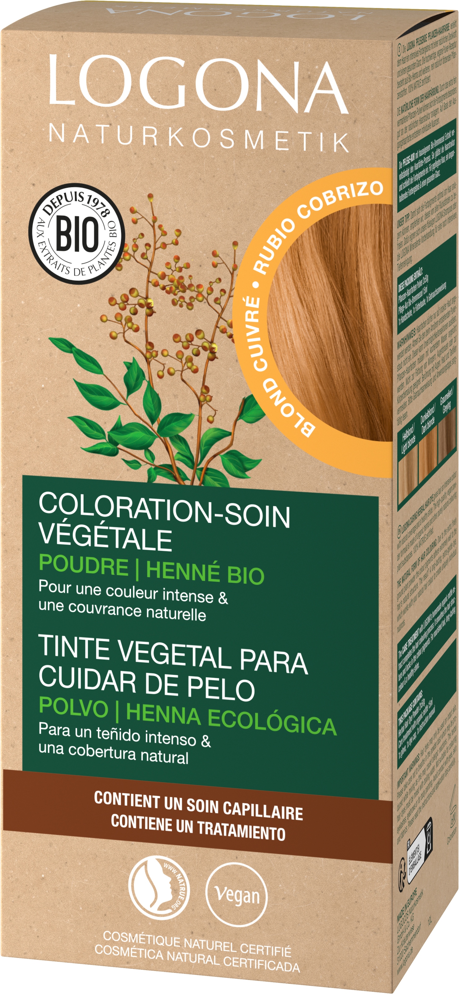 LOGONA Coloration »PFLANZEN-HAARFARBE PULVER« für alle Haartypen, mit kochendem Wasser anrührbar, vegan