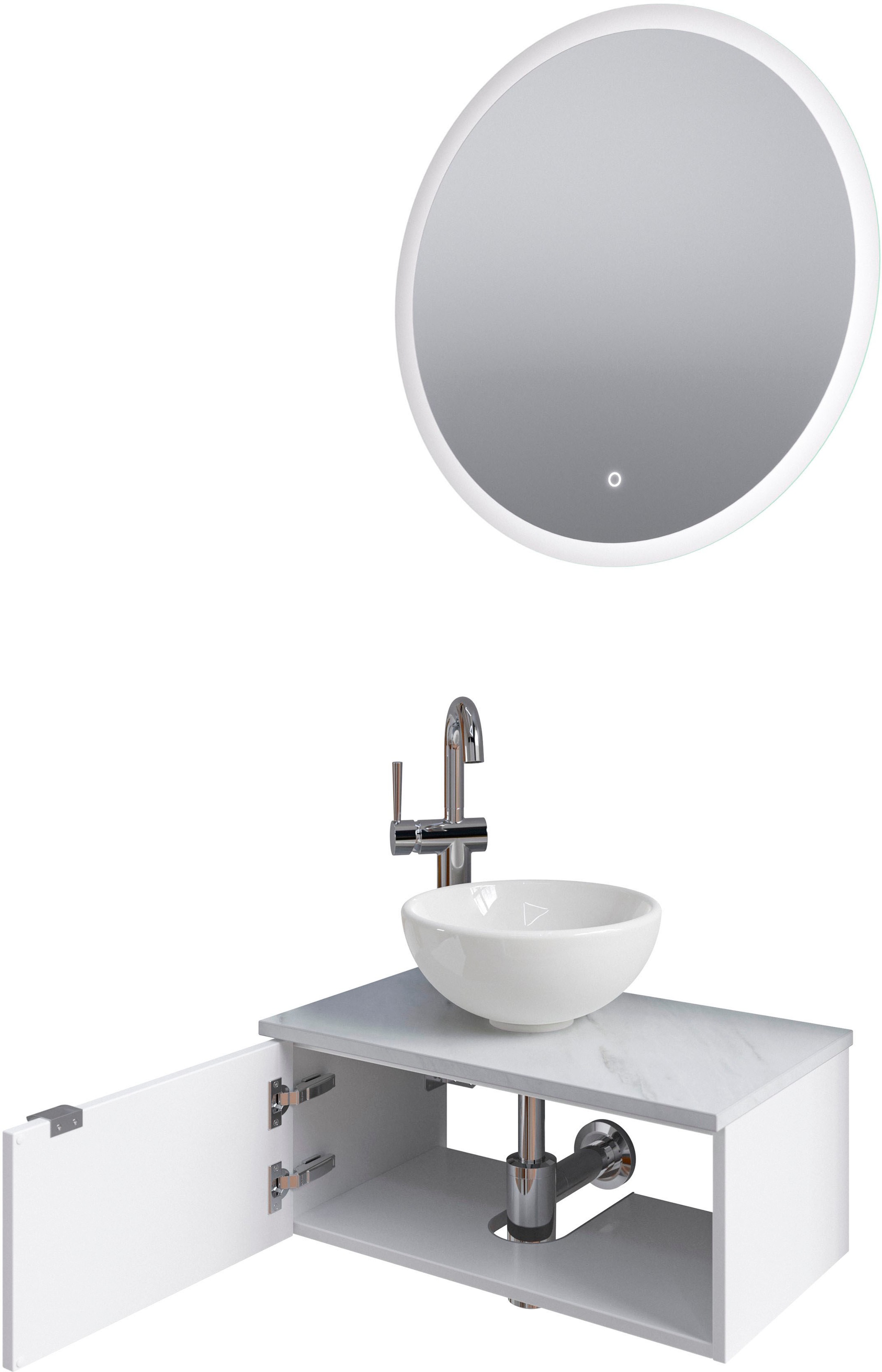 Saphir Badmöbel-Set »Serie 6915«, (4 St.), Gäste-Bad, 70 cm breit, mit LED-Spiegel, offenem Fach und 1 Tür
