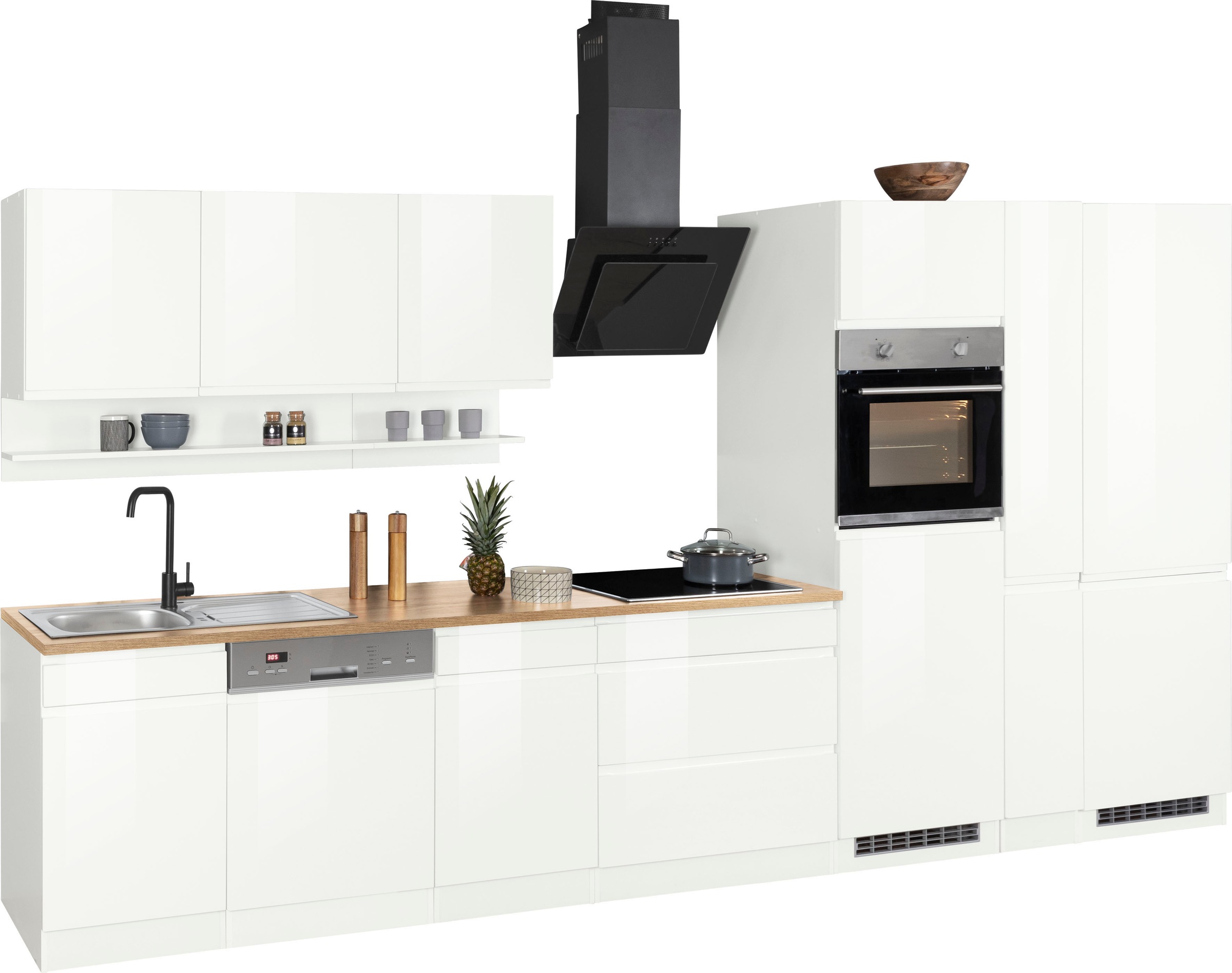 HELD MÖBEL Küchenzeile "Virginia", Breite 390 cm, mit Glaskeramik-oder Indu günstig online kaufen