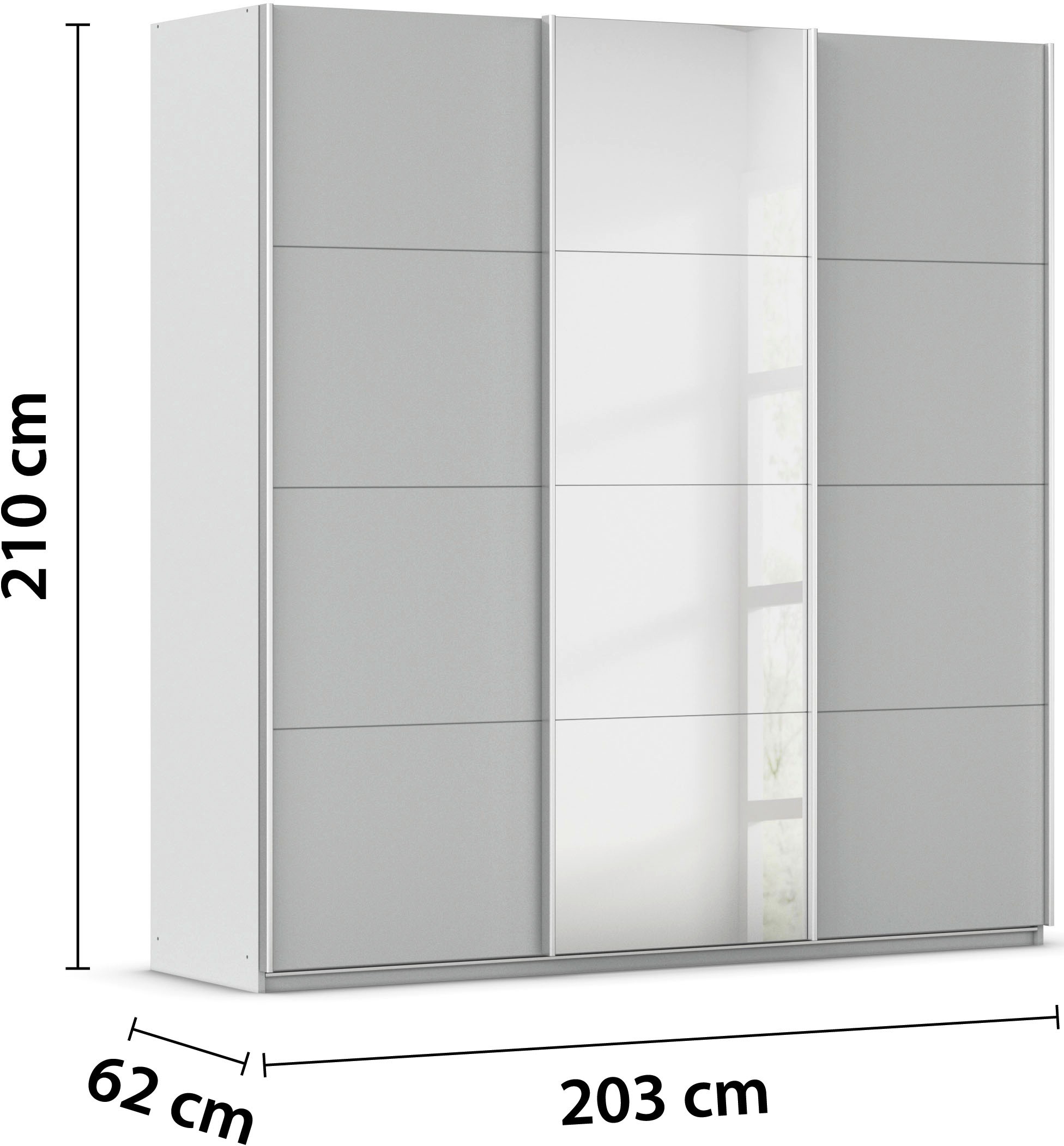 rauch Schwebetürenschrank »Kleiderschrank Schrank Garderobe Wäscheschrank TOMA«, inkl. Regaleinsatz sowie zusätzlichen Einlegeböden MADE IN GERMANY