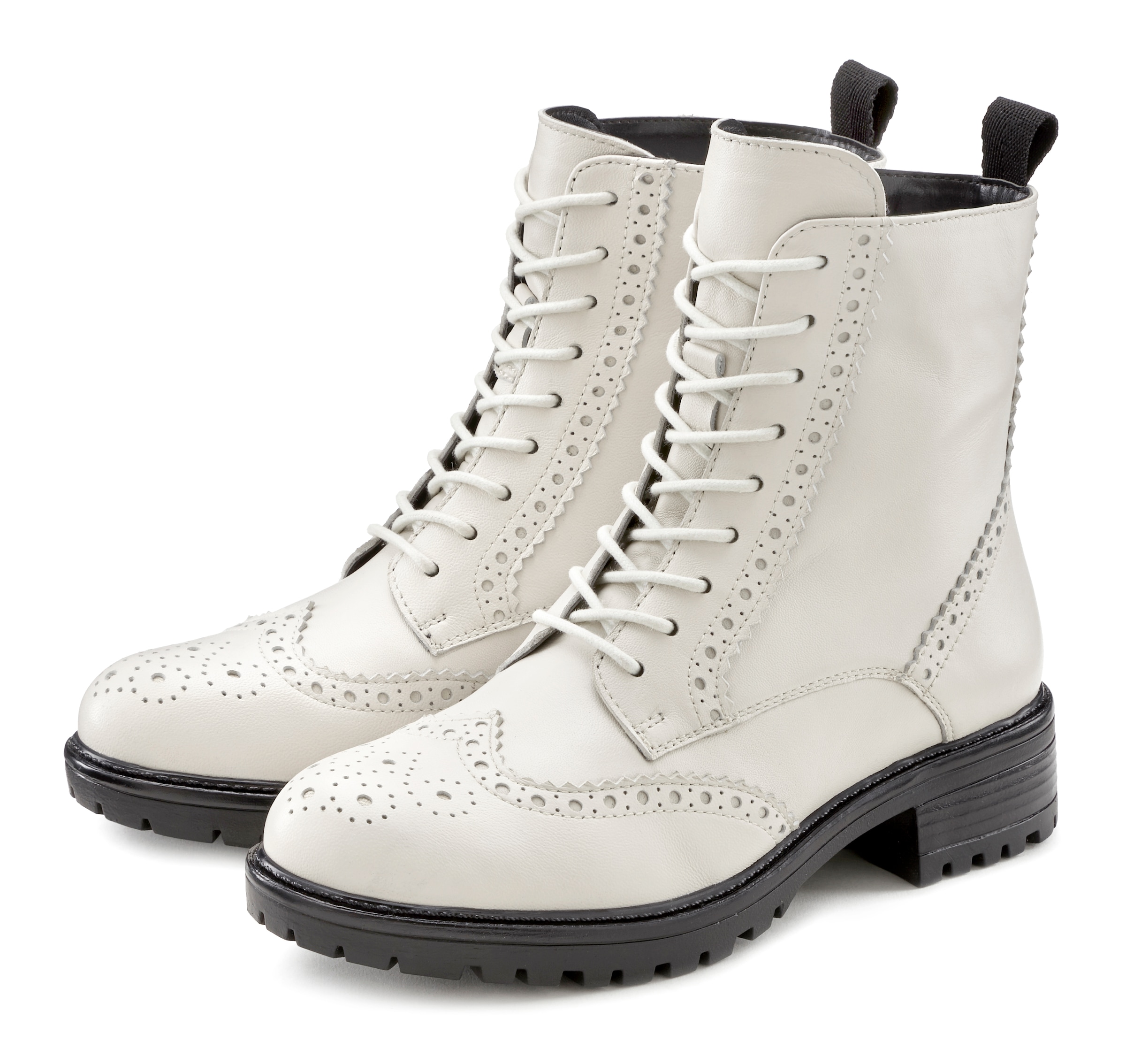 LASCANA Schnürboots "Schnürstiefelette, Ankle Boots, Herbststiefelette," aus Leder zum Schnüren & mit Reißverschluss
