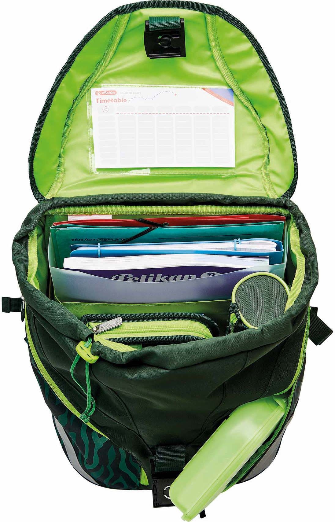 Herlitz Schulrucksack »SoftLight Plus, Jungle«, Reflektoren-Floureszierende Flächen, mit 2 abnehmbaren Applikationen