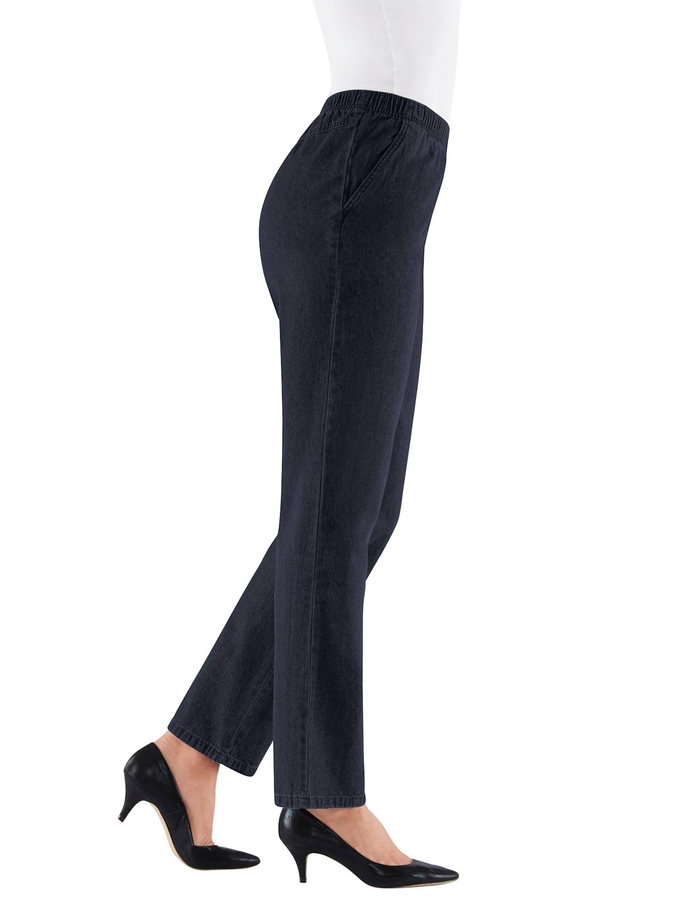 Classic Basics Women Pull-On Jeans Navy Size 46 2