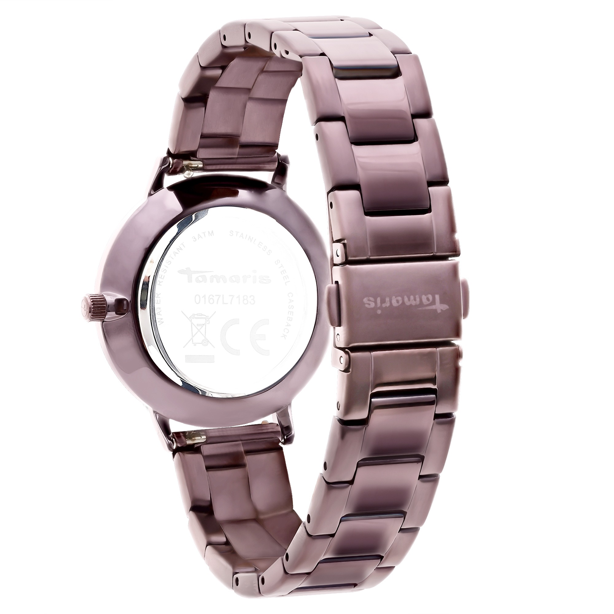 Quarzuhr TAMARIS, lila, Armbanduhren, Damen, Quarzuhr, Armbanduhr, Damenuhr, Edelstahlarmband, analog 3