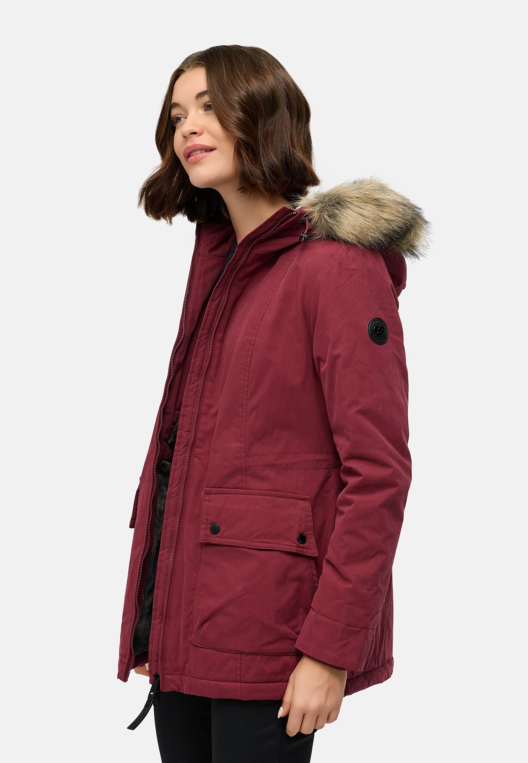 Ragwear Kurzmantel »Monadetta Warm«, Kurzer Wintermantel mit Kunstfellbesatz