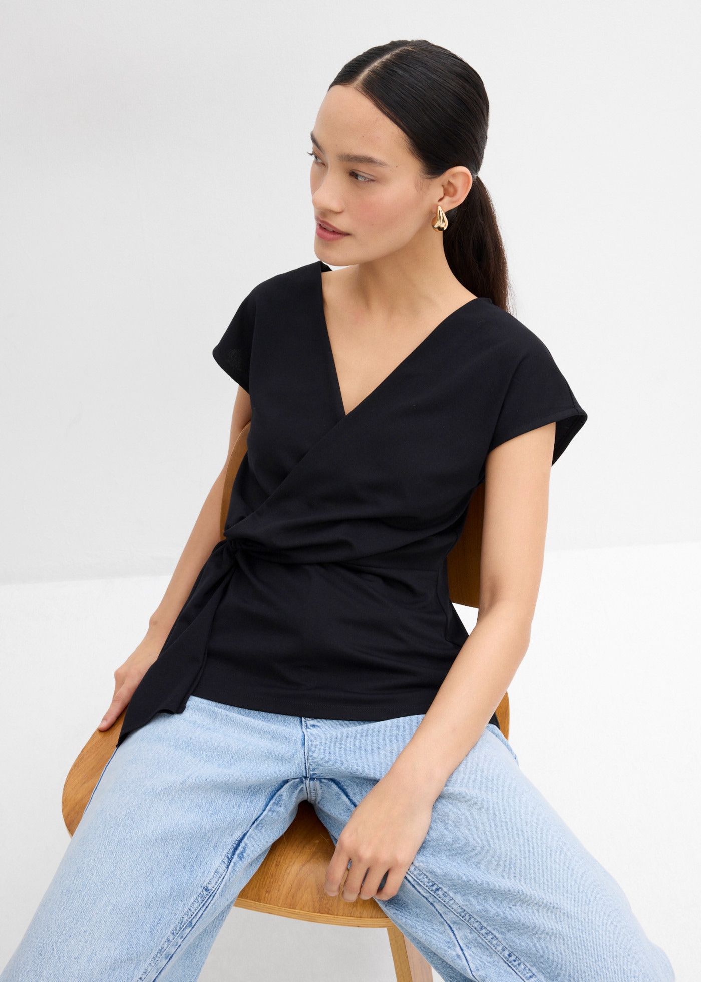 bonprix Shirttop ärmelloses Design, mit V-Ausschnitt, Slim Fit Passform