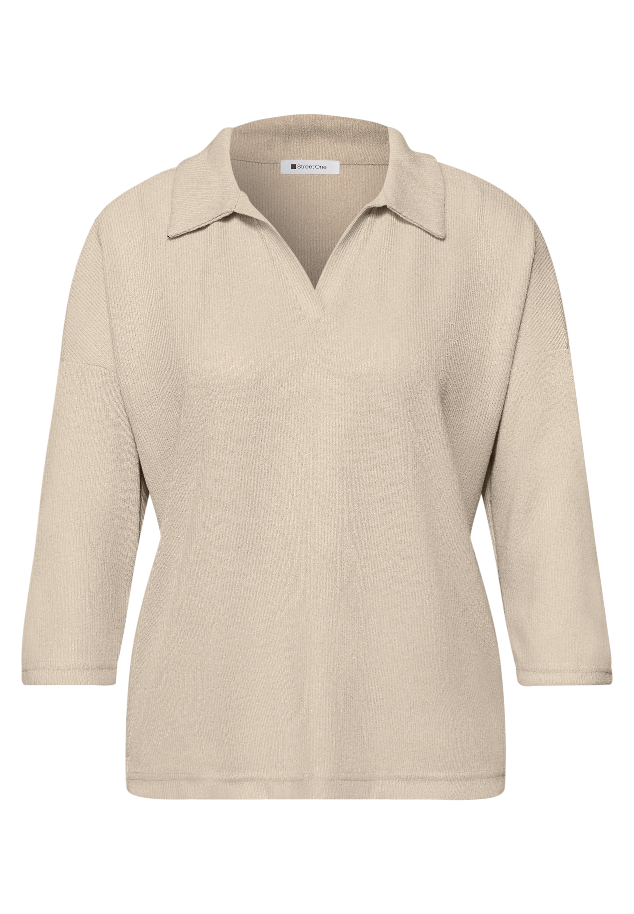 STREET ONE 3/4-Arm-Shirt mit Polokragen und V-Ausschnitt