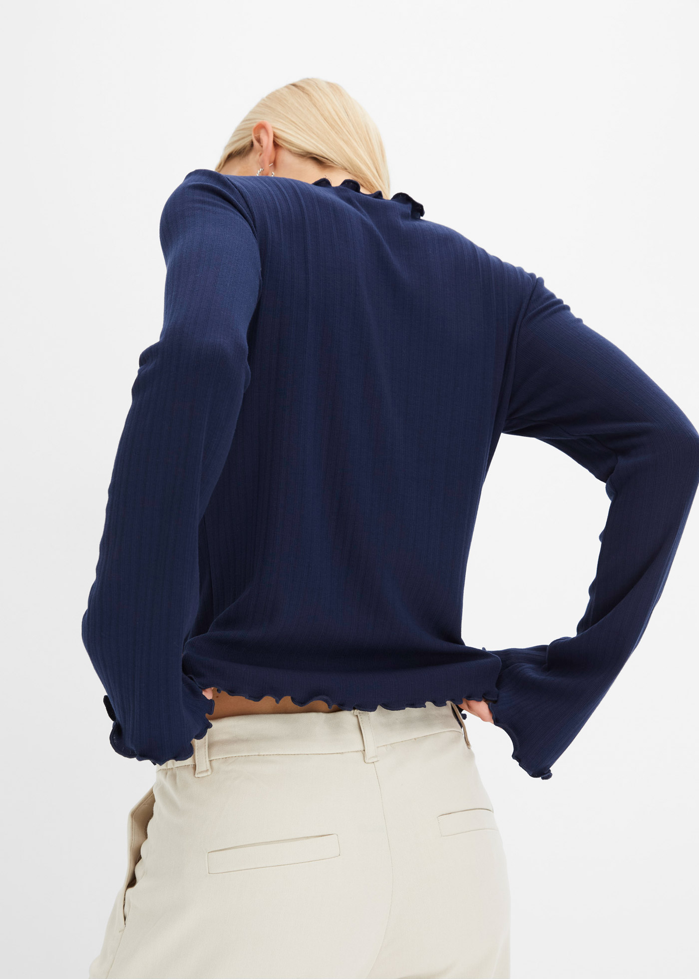 Thumbnail - bonprix Langarmshirt "Geripptes Langarmshirt" schmale Passform, mit Trompetenärmeln, ohne Verschluss und Kragen