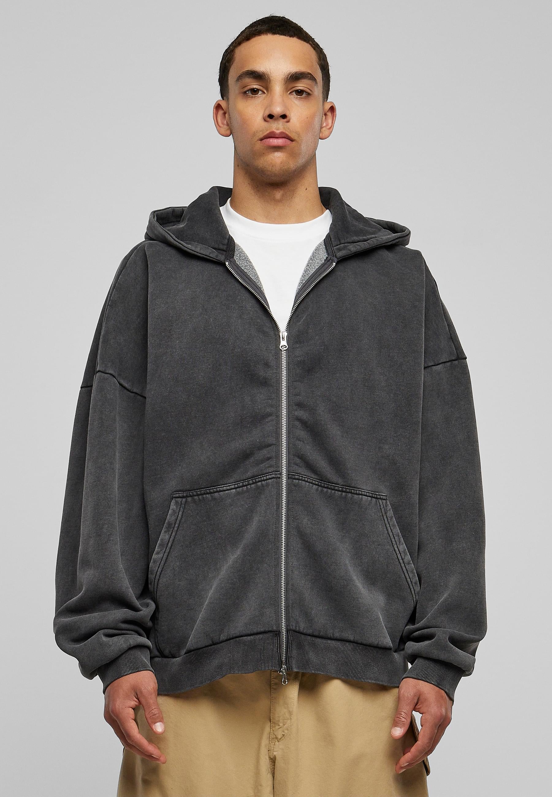 URBAN CLASSICS Sweatjacke »Urban Classics Herren Heavy Stone Washed 90's Zip Hoodie«