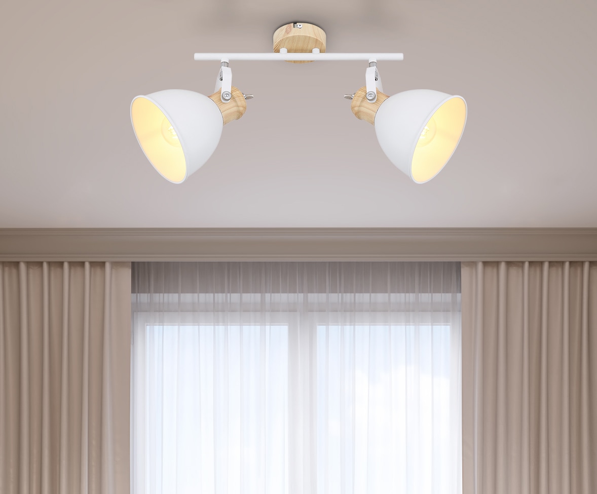 GLOBO LIGHTING Deckenstrahler »WIHO«, Leuchtmittel E27 | ohne Leuchtmittel, Deckenspot/weiß/holzoptik/Flur/Wohnzimmer