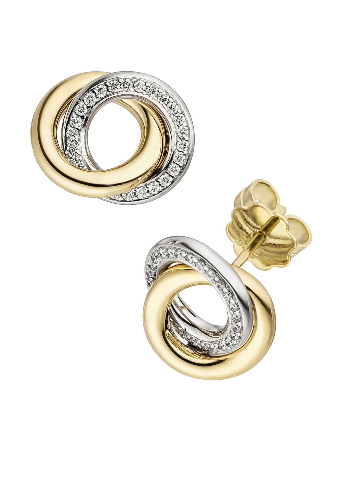 JOBO Paar Ohrstecker »Ohrringe mit 48 Diamanten« 585 Gold bicolor