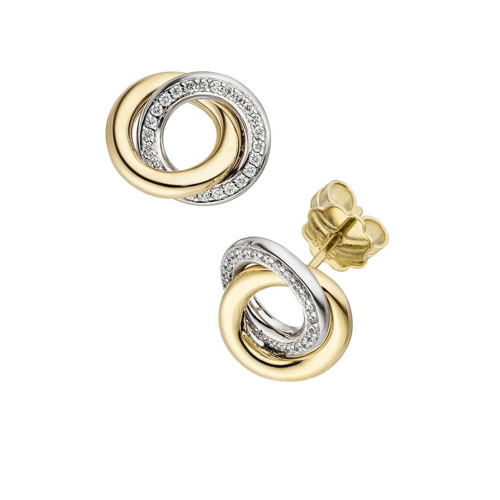 JOBO Paar Ohrstecker »Ohrringe mit 48 Diamanten« 585 Gold bicolor