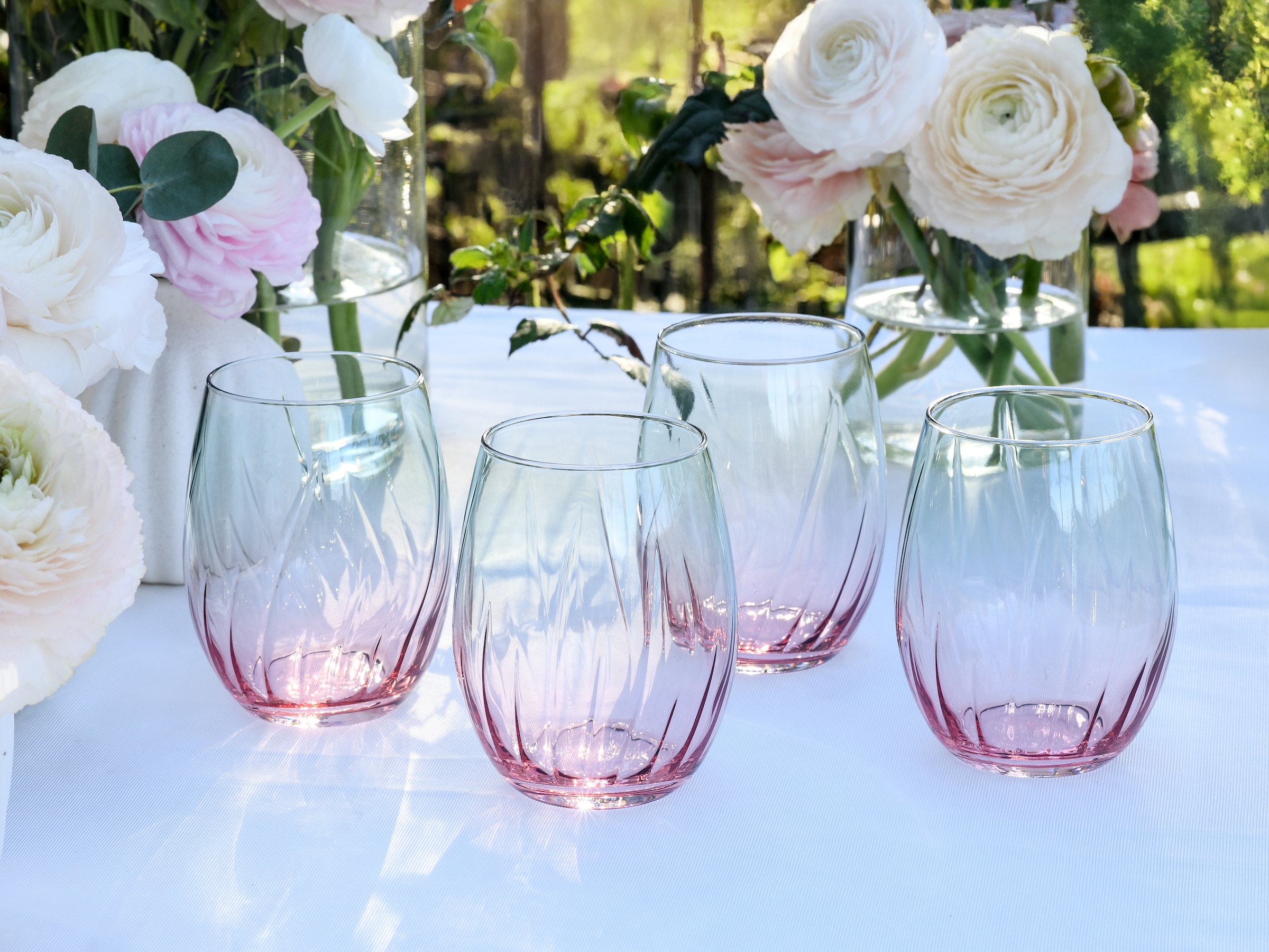 CreaTable Longdrinkglas »Swirly Spring, Longdrinkgläser-Set, 4-tlg.«, (Set, 4 tlg.), Rillen Relief, Modern, Sommerlich, Leicht