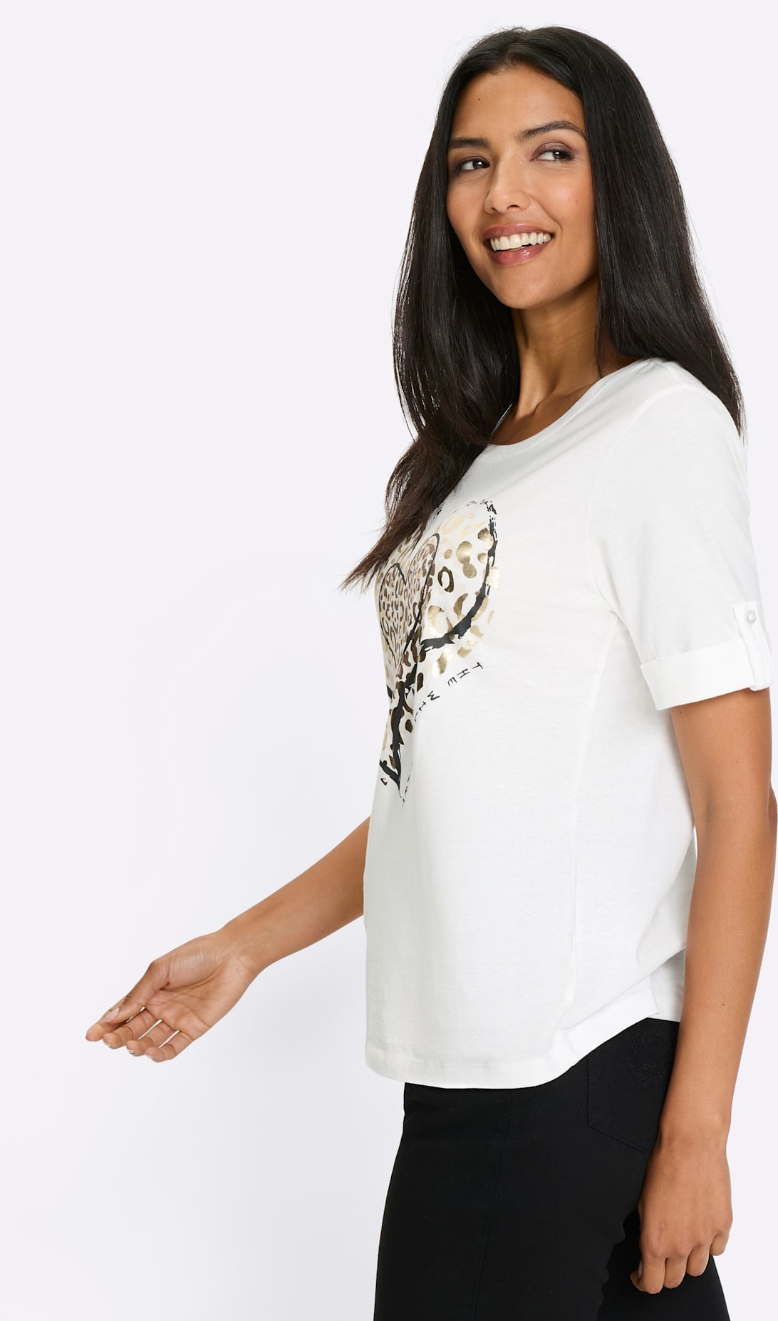 Classic Basics Women's Kurzarm T-Shirt Ecru/Bronze Size 46 3