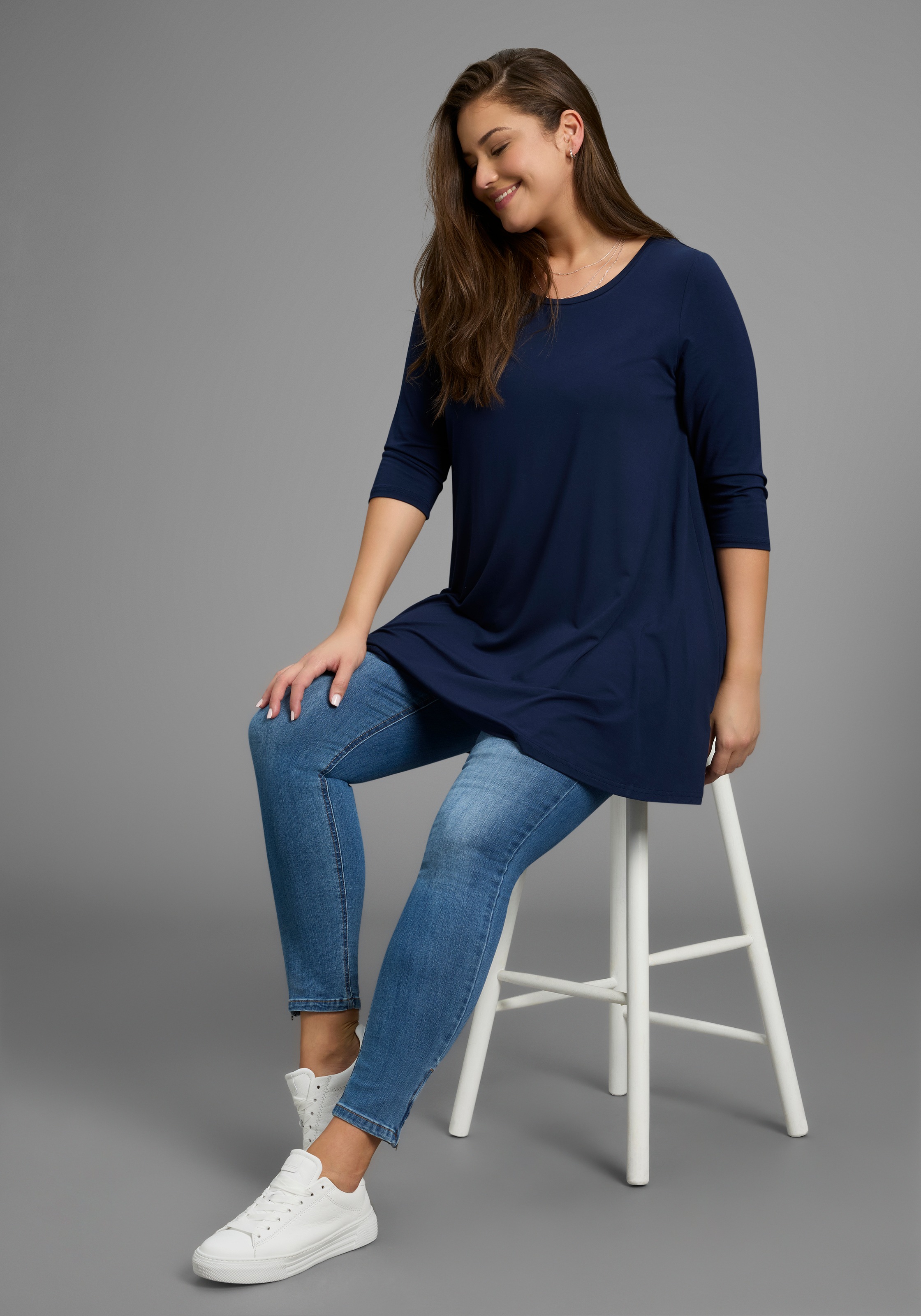 Laura Scott CURVE 3/4-Arm-Shirt, mit 3/4-Ärmeln – GROSSE GRÖSSEN