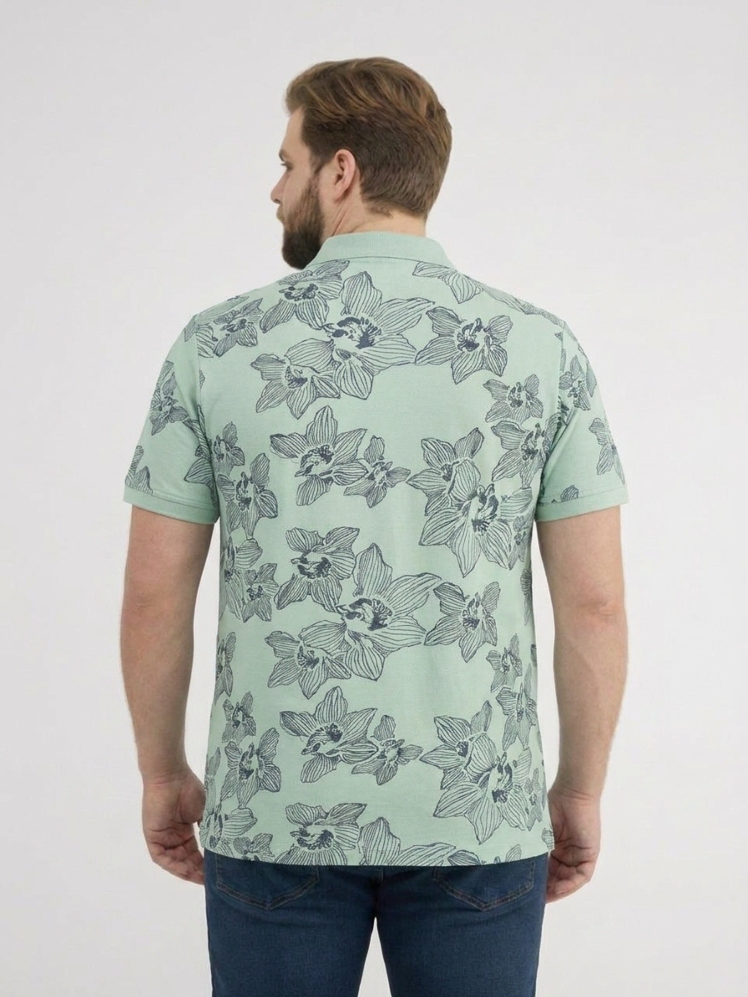 LERROS Poloshirt »Poloshirt mit Print und Flachstrickkragen, große Größen«