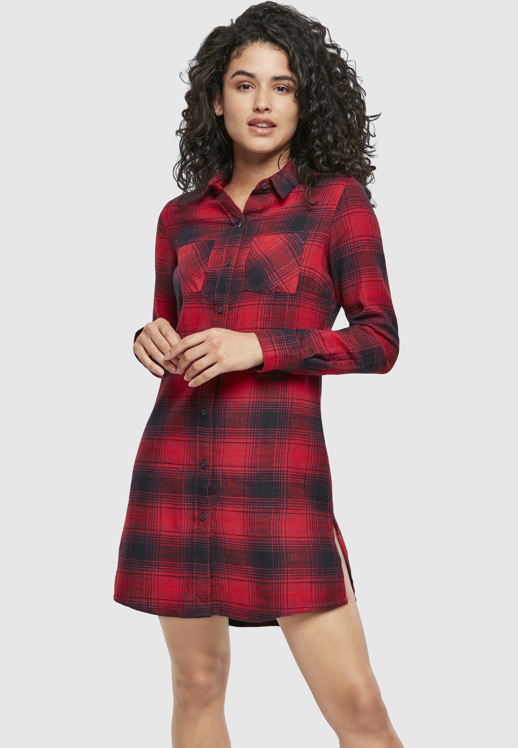 URBAN CLASSICS Shirtkleid »Urban Classics Damen Ladies Check Shirt Dress« 1 Stk. tlg.