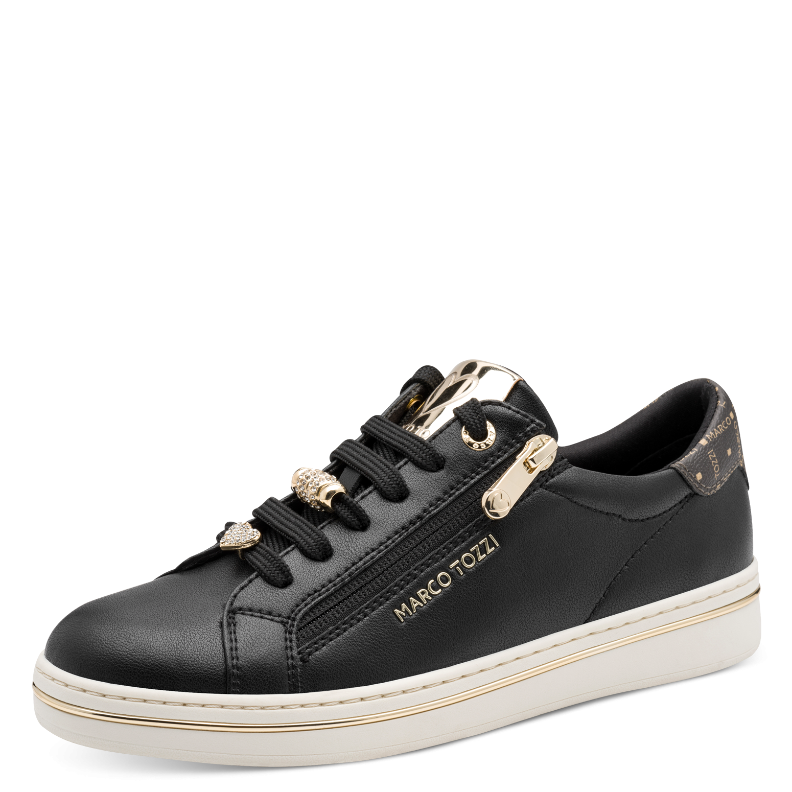 MARCO TOZZI Plateausneaker Halbschuh, Freizeitschuh, Schnürer mit Schmuckelementen und MT-Logo