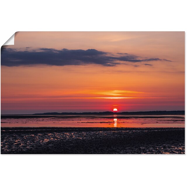 Artland Wandbild »Sonnenaufgang im Wattenmeer Amrum«, Gewässer, (1 St.),  als Alubild, Leinwandbild, Wandaufkleber oder Poster in versch. Größen  bestellen | BAUR