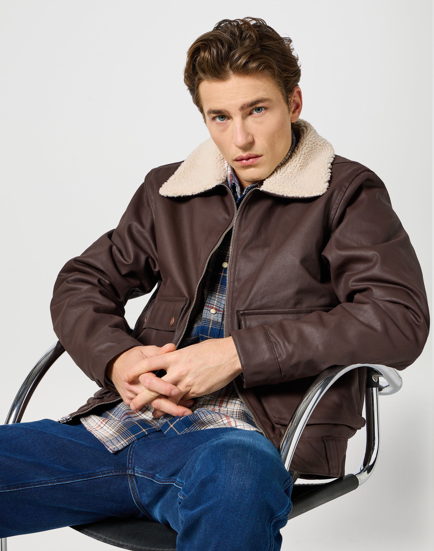 Thumbnail - Wrangler Lederimitatjacke "WRANGLER AVIATOR" mit Gürtelschlaufen am Saum