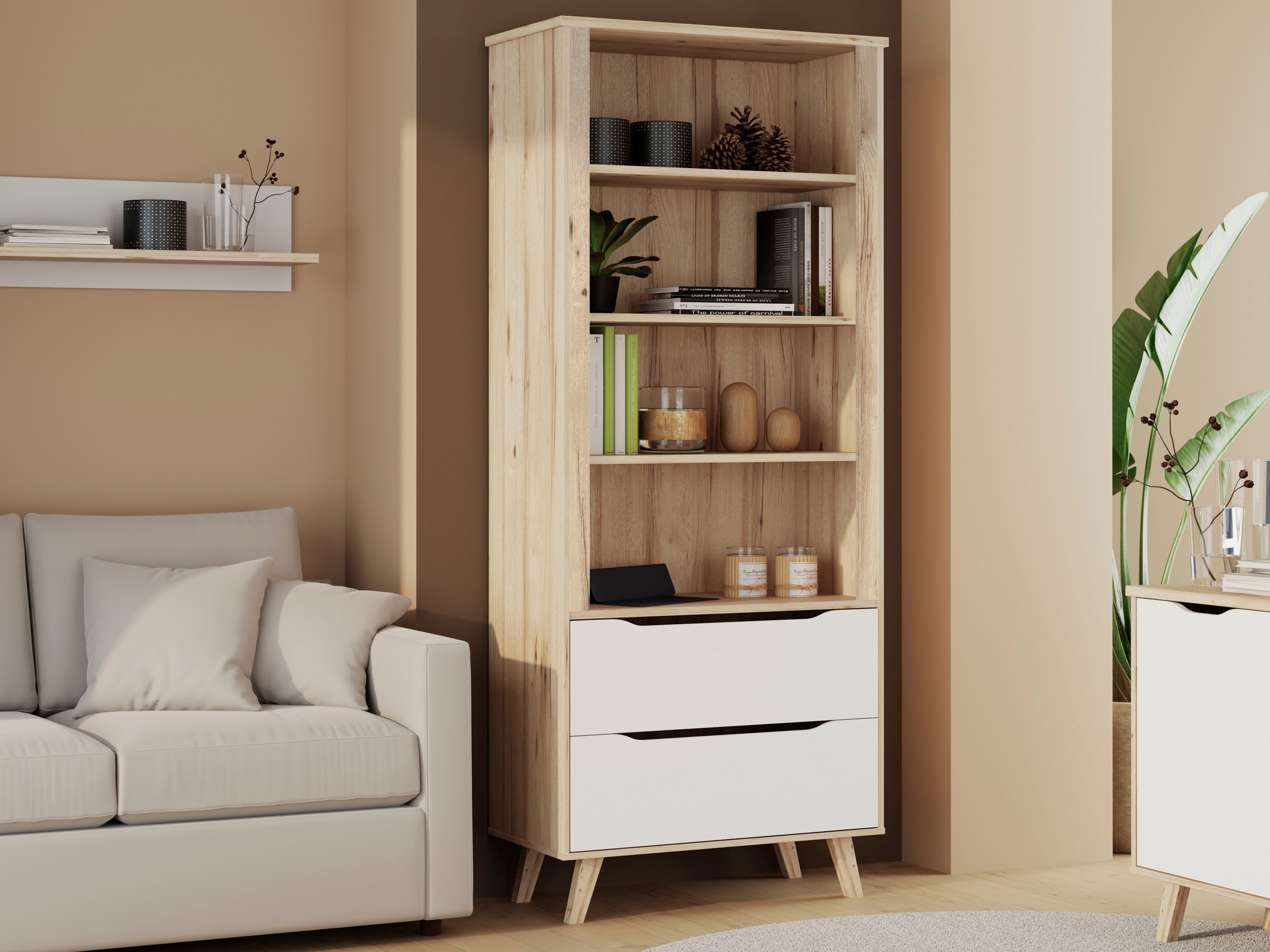 FORTE Wandregal "Vankka Regal 2 Schubkästen" B/H/T 84,7/201,5/41,7 cm, Rega günstig online kaufen