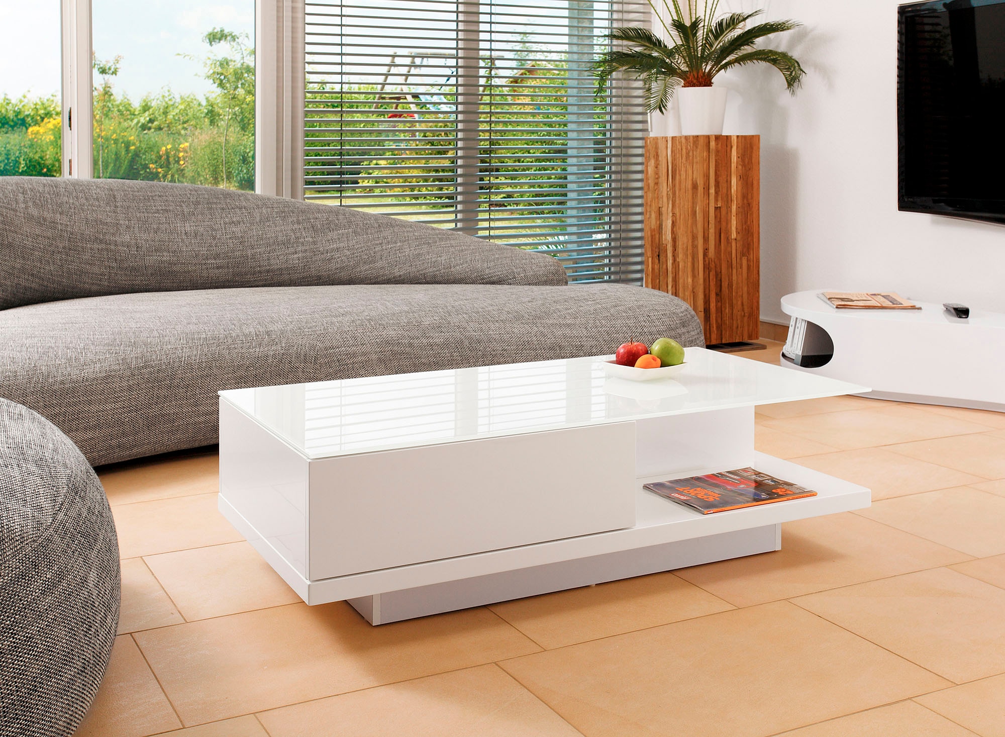 SalesFever Couchtisch, mit Tischplatte aus gehärtetem Kristallglas
