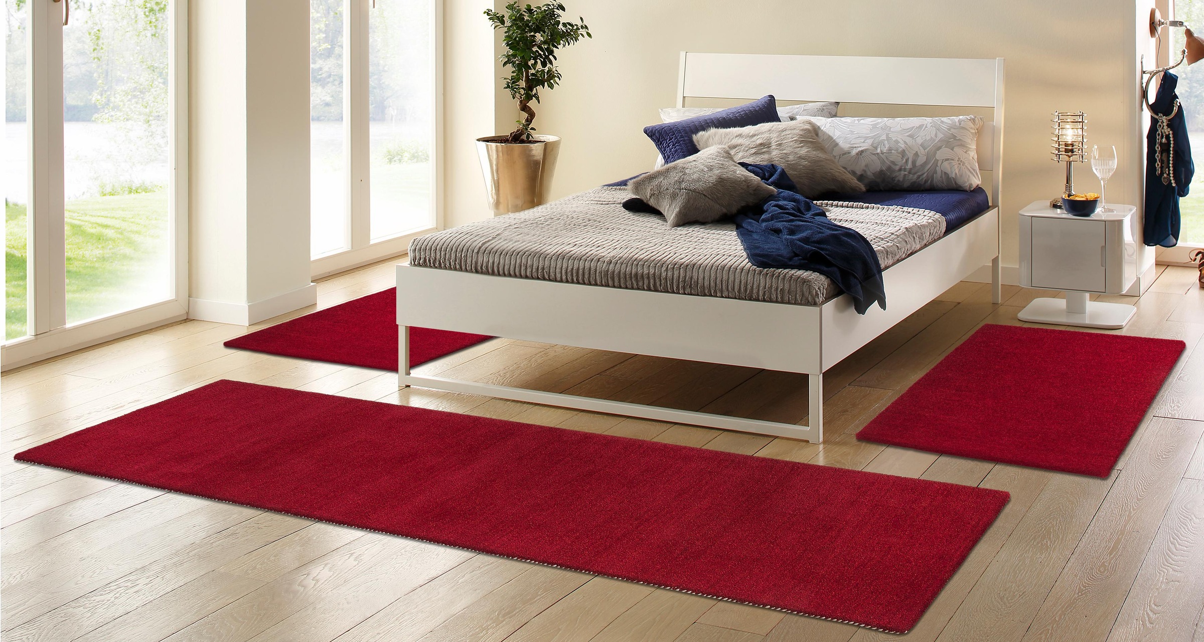 THEKO Bettumrandung "Gabbeh Uni, Handweb Teppich, meliert, reine Wolle" Höh günstig online kaufen