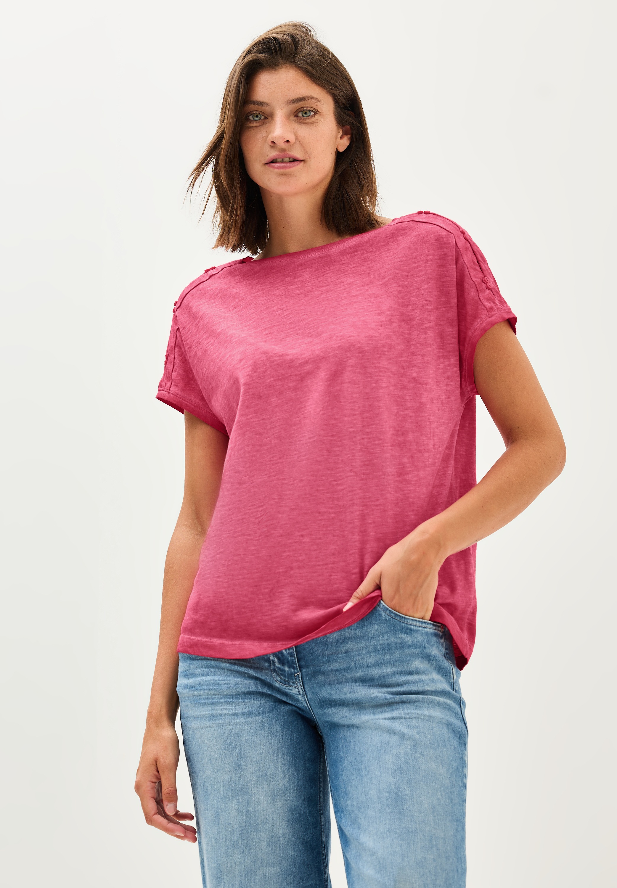 Cecil T-Shirt, mit Knopfdetail günstig online kaufen