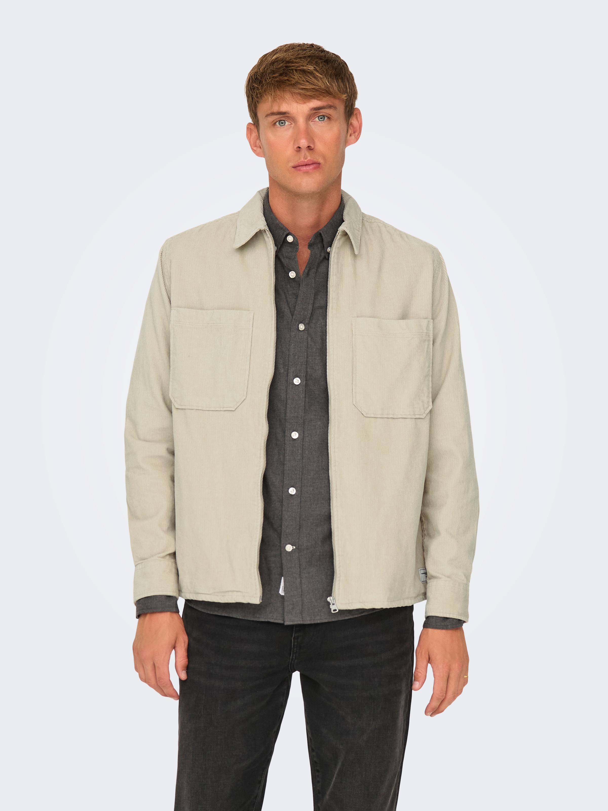 ONLY & SONS Langarmhemd »ONSALP 14W RLX 2PKT WASHD CORD LS ZIP«
