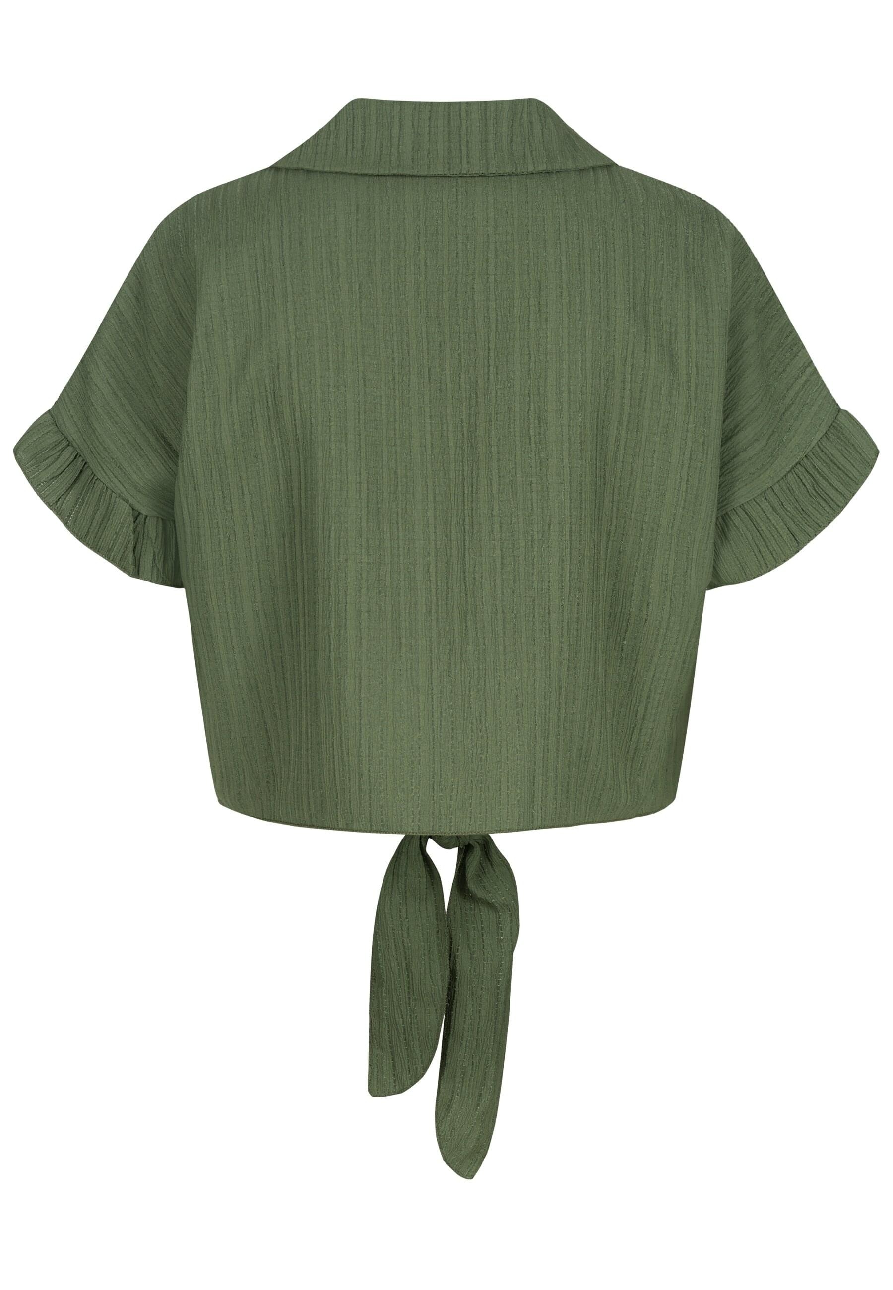 CLOUD 5IVE Klassische Bluse »CLOUD 5IVE Crop Bluse mit Knopfleiste und Knoten«