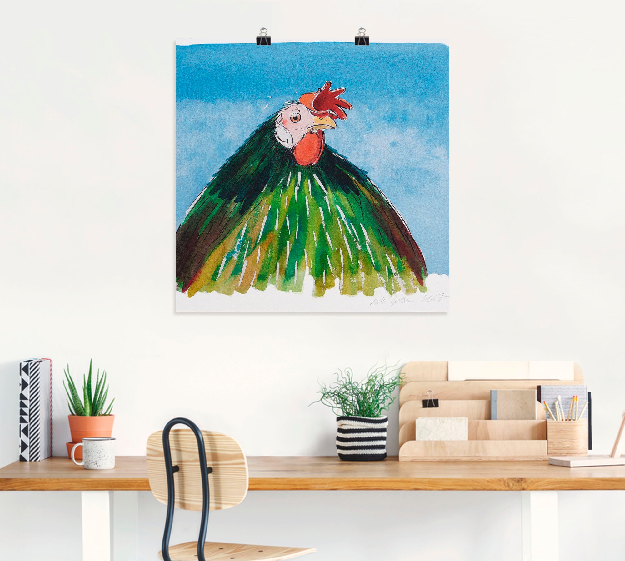 Artland Poster »Eitler Hahn«, Vögel, (1 St.), als Leinwandbild, Wandaufkleber oder Poster in versch. Größen