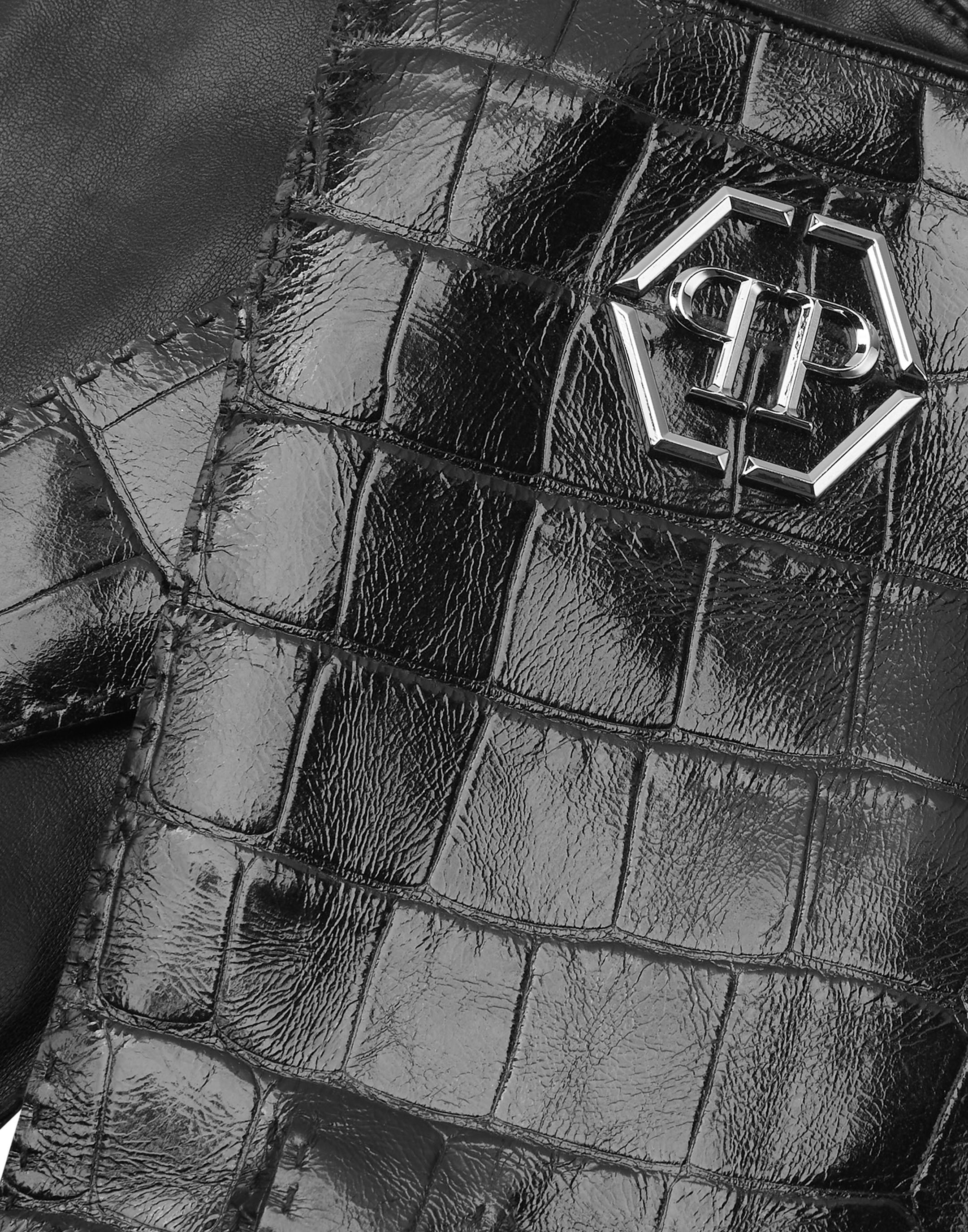 PHILIPP PLEIN Lederhandschuhe »Hexagon Crocco Print«