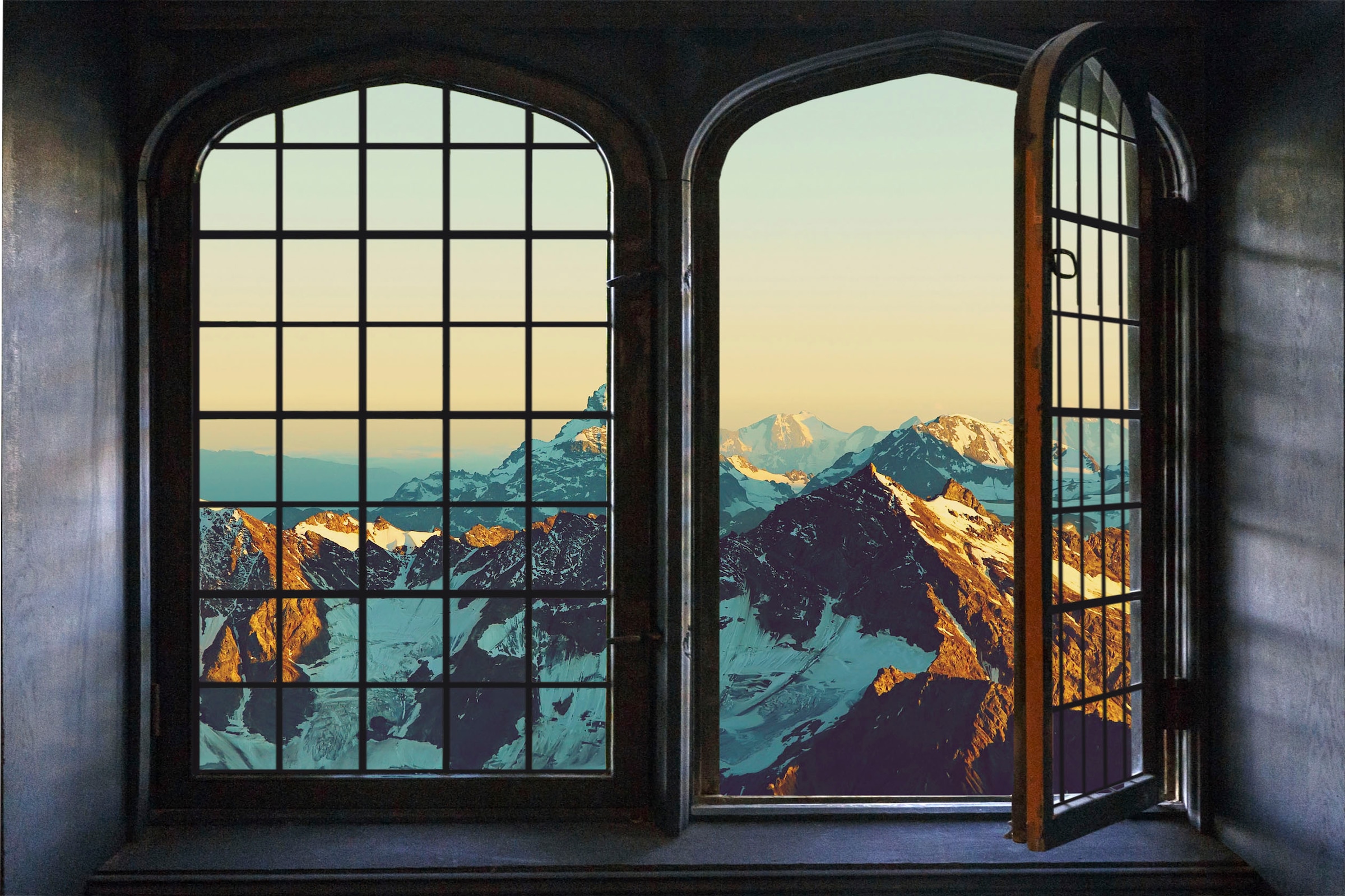 queence Wandsticker »Berge«, Wandsticker, Wandbild, selbstklebend, 3D, Fenster