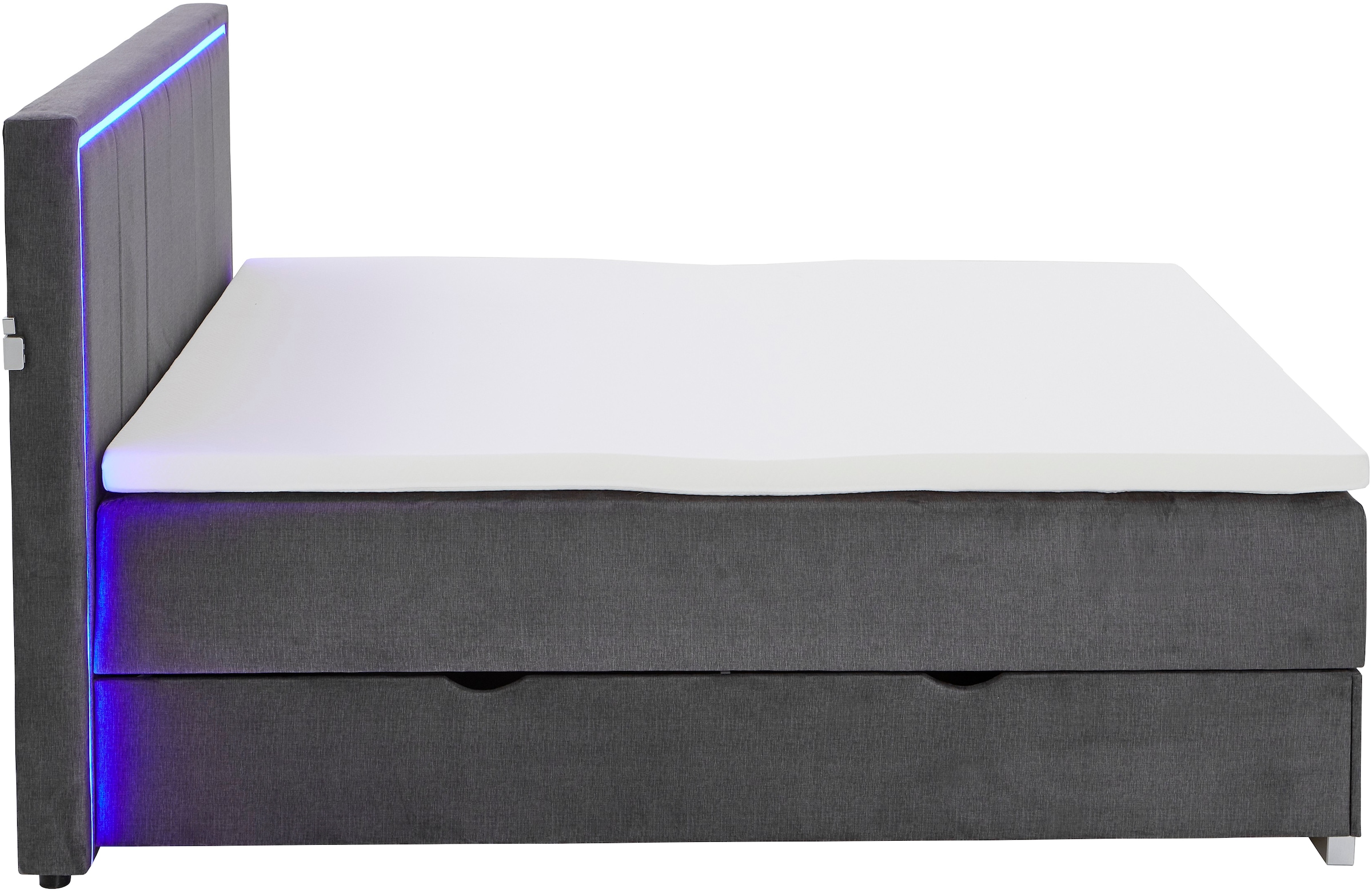 meise.möbel Boxbett »Colorado«, inkl. LED-Beleuchtung im Kopfteil, Bettkasten und Topper