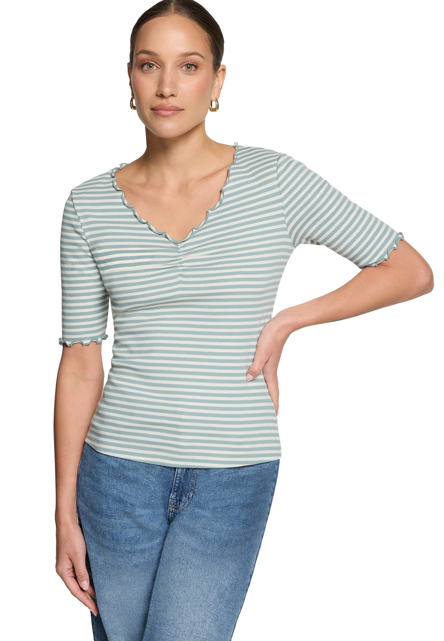 Zero Kurzarmshirt »Damen mit Raffung« 1 Raffung