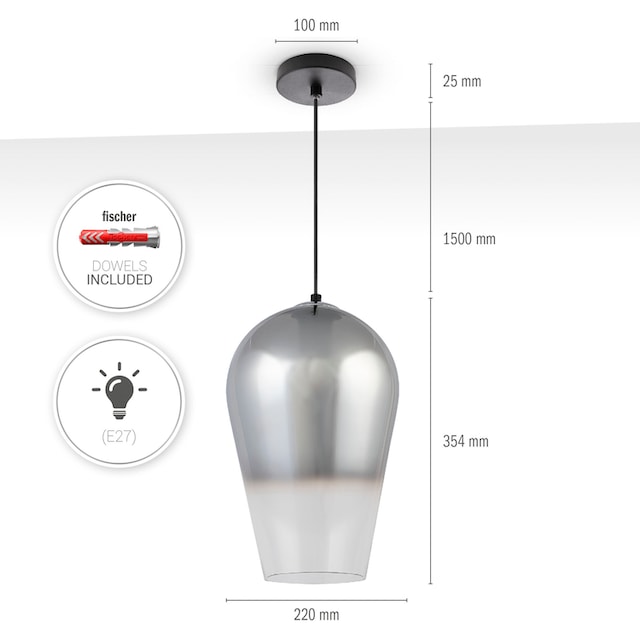 Paco Home Pendelleuchte »DALIA«, Esstisch Glas Lampenschirm Hängeleuchte  Wohnzimmer Modern E27 | BAUR