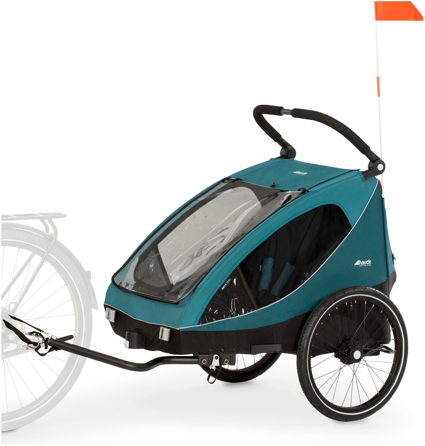 Fahrradkinderanhänger »Dryk Duo, Ocean Green«, für 2 Kinder; inkl. Buggy-Rad