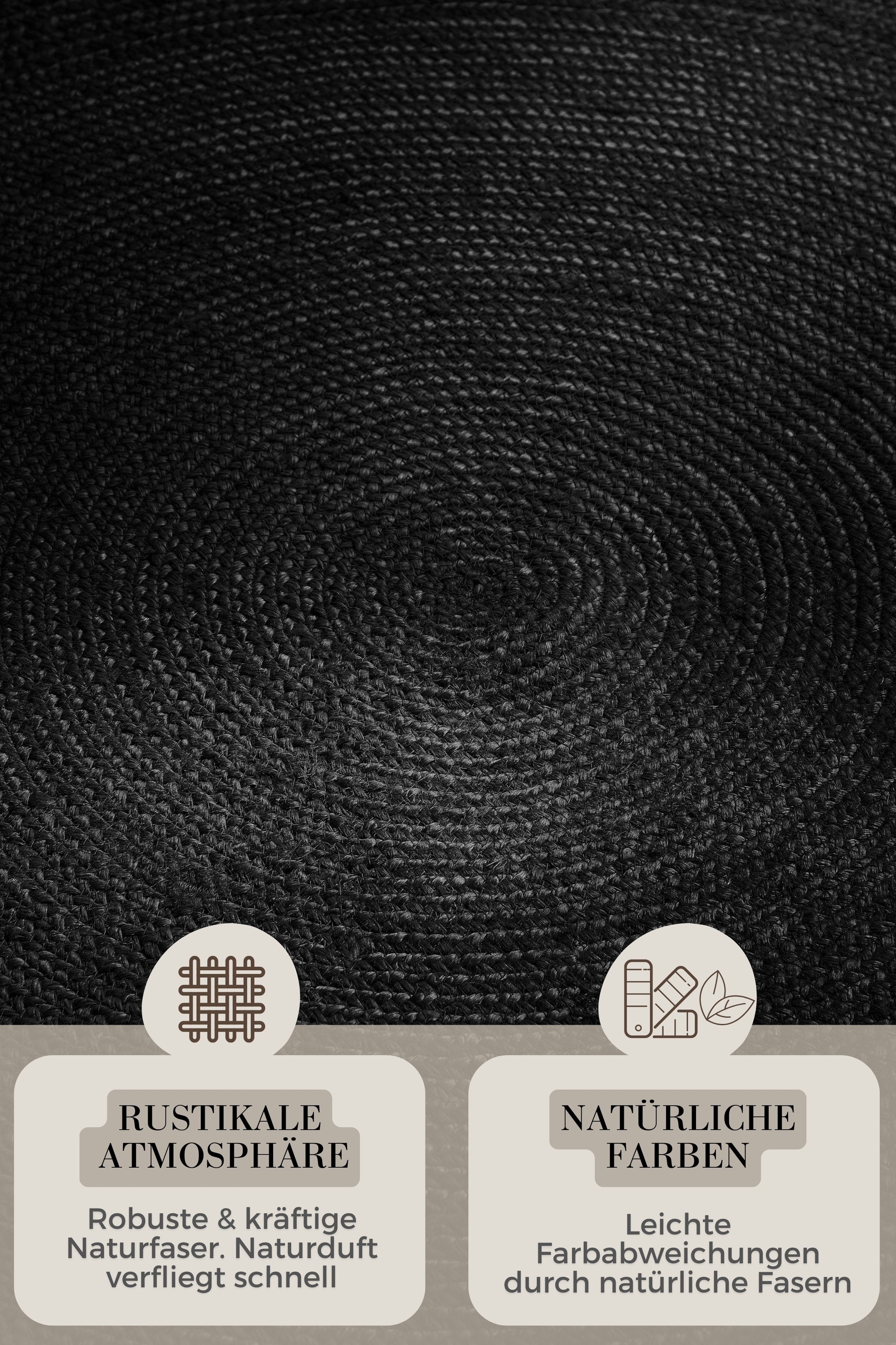 Teppich HANSE HOME "Rangpur Juteteppich, auch in oval", schwarz, H:10mm Ø:200cm, Jute, Teppiche, Teppich, Handgewebt, 100% Jute, Natur, Wohnzimmer, Flur, Boho, Skandi 2