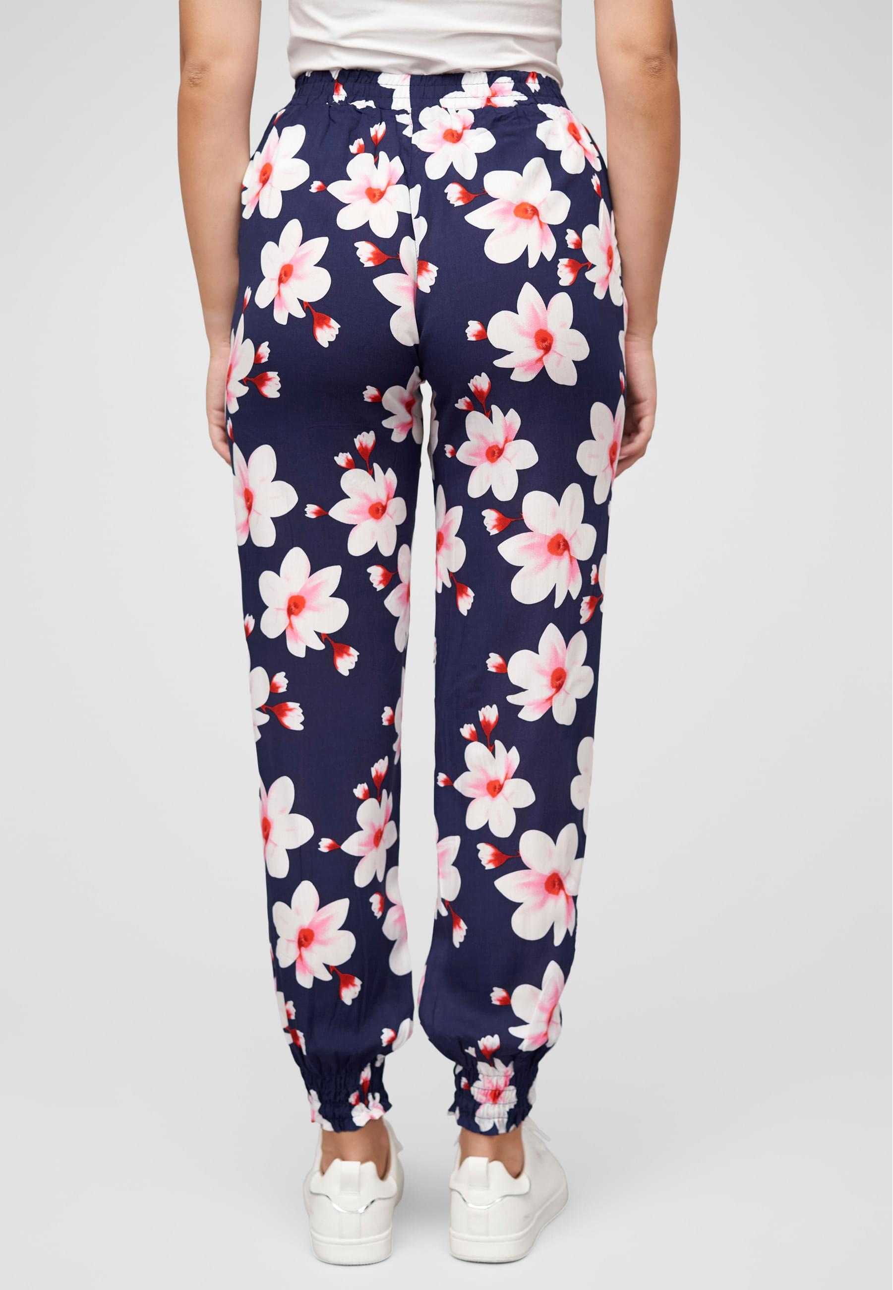 CLOUD 5IVE Stoffhose »CLOUD 5IVE Viskose Hose mit Bündchen 2-Pockets & Big Flowers«