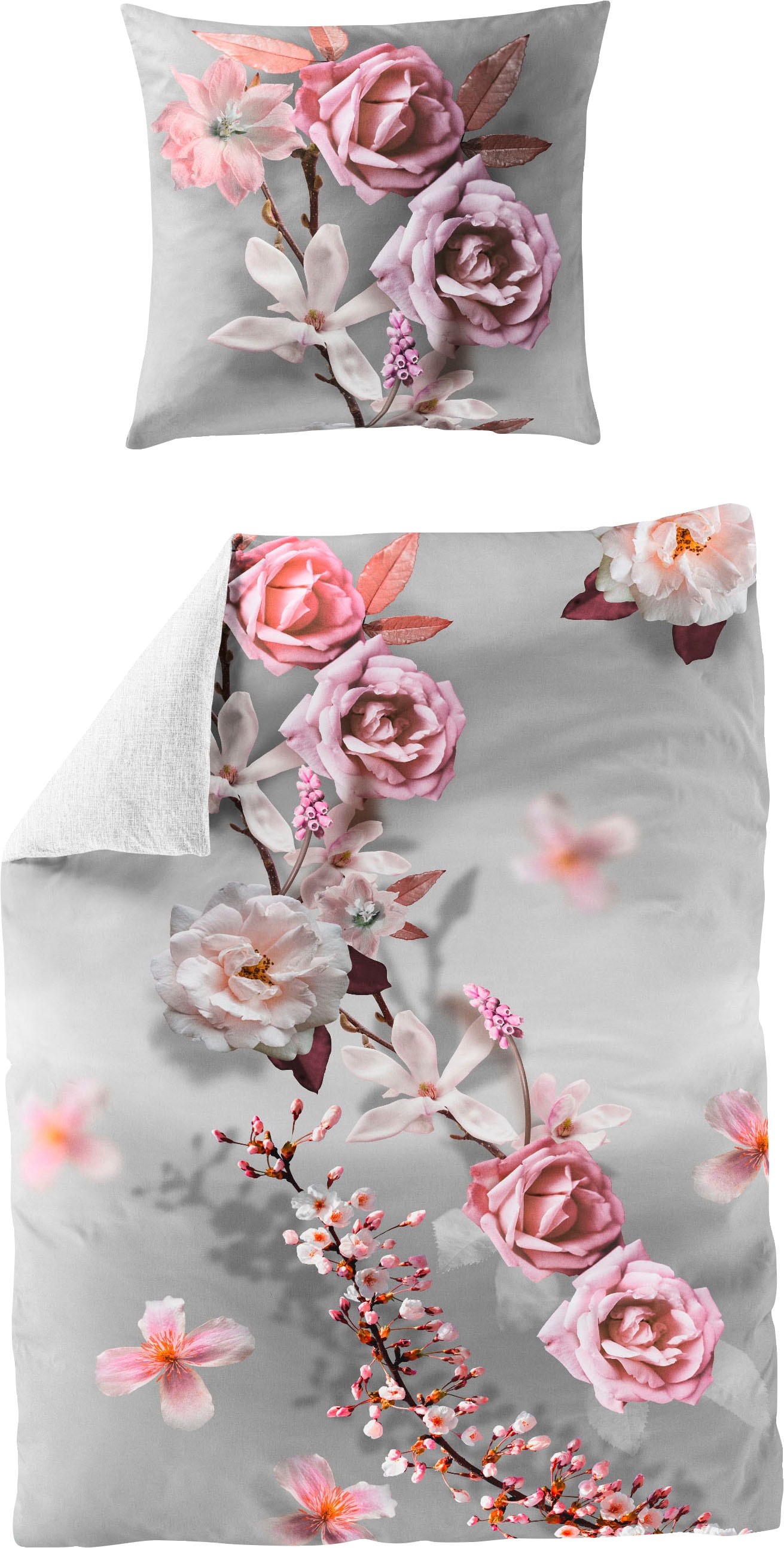 BIERBAUM Wendebettwäsche »Pink Rose«, (2 tlg.), mit floralem Print