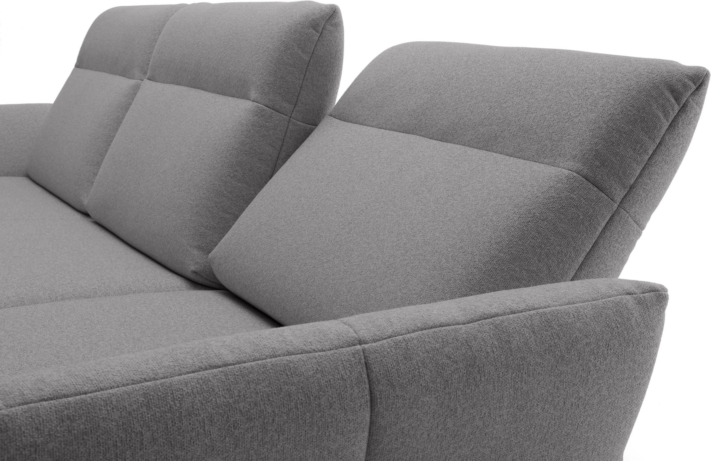 Creation BY ROLF BENZ Ecksofa »CR.460 Designsofa mit verstellbarer Rückenlehne, hochwertig & bequem« Sockel in Eiche, Alugussfüße in umbragrau, Breite 298 cm