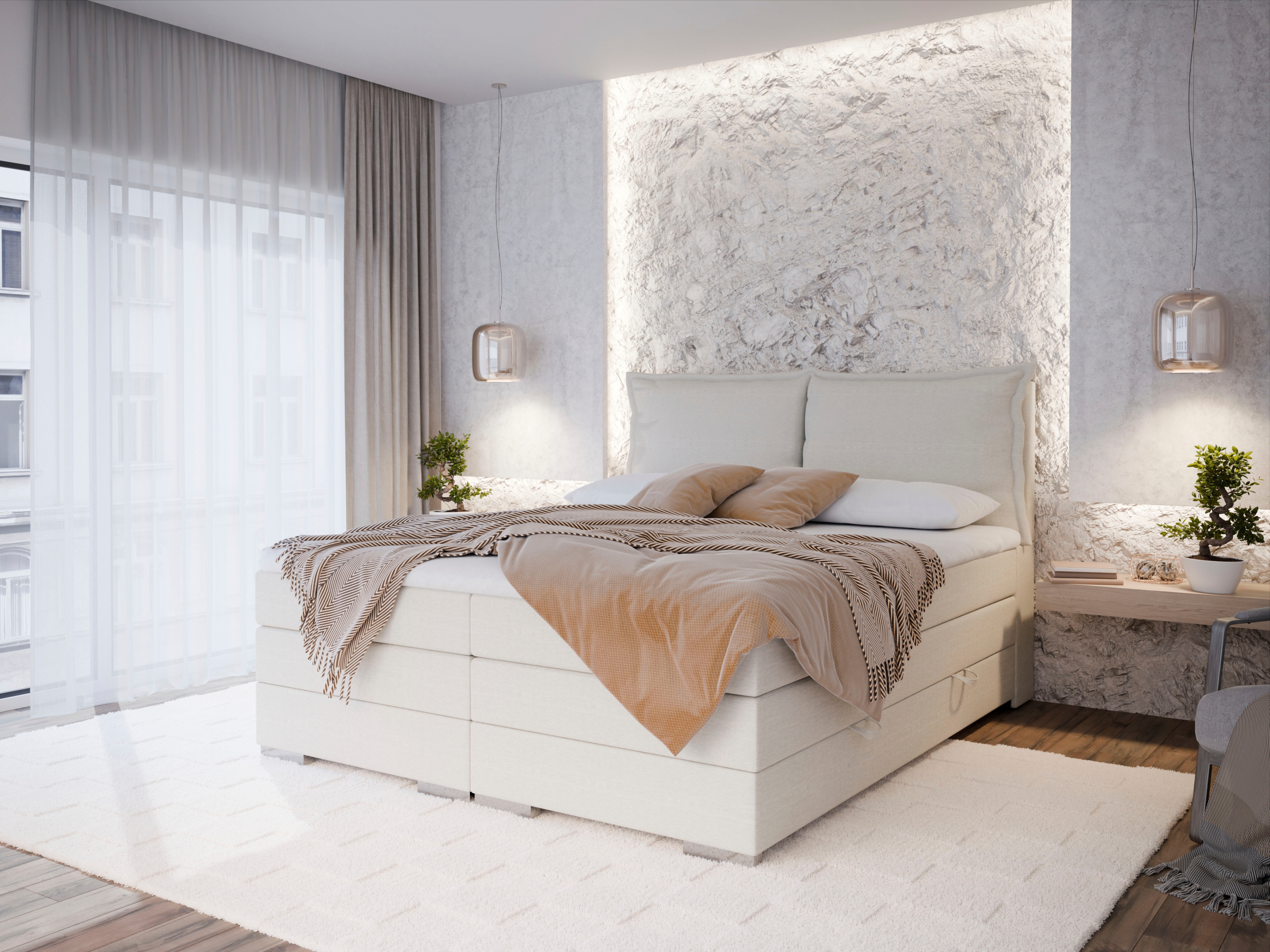 FORTE Boxspringbett "Pillows" in verschiedenen Farben erhältlich