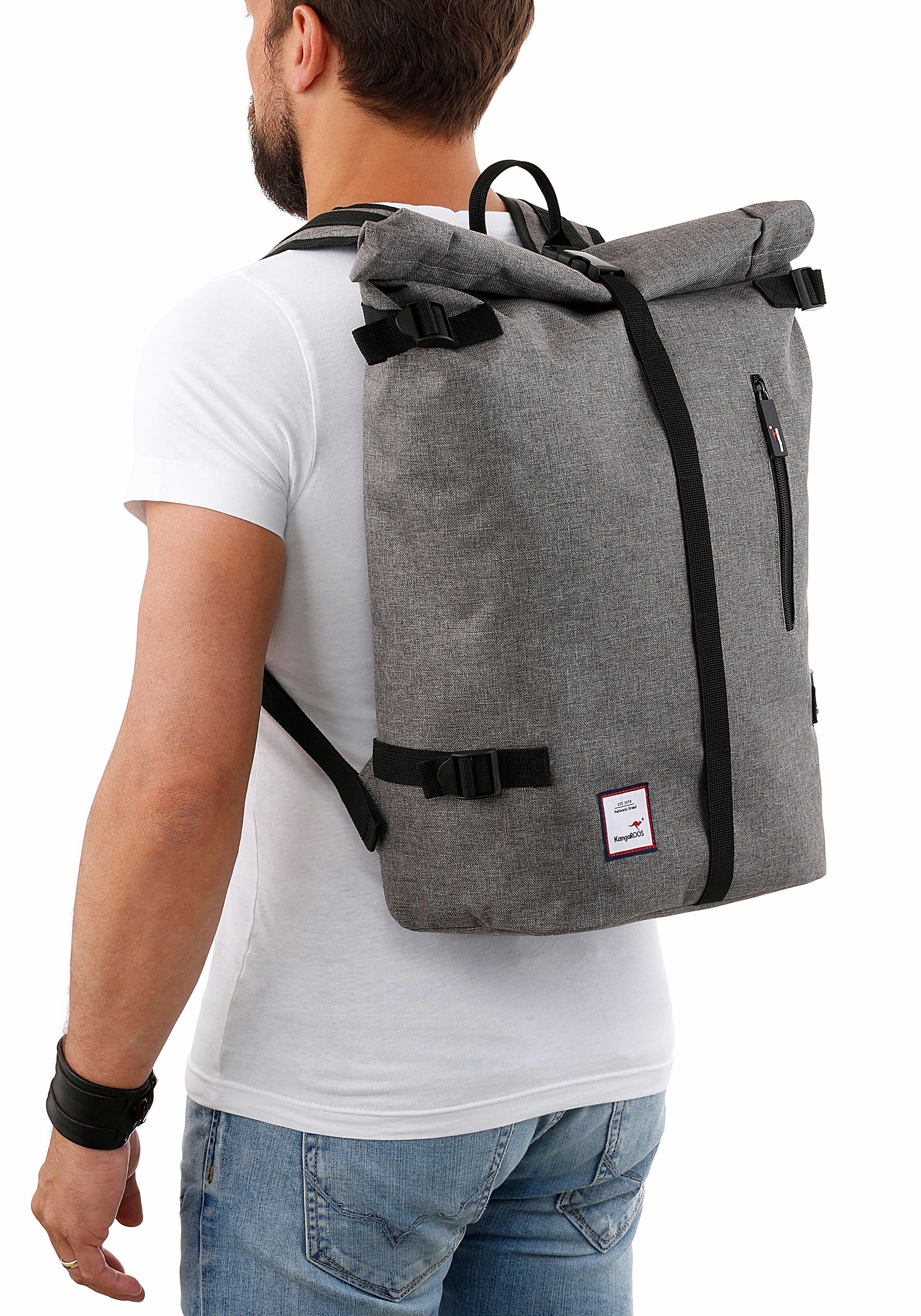 KangaROOS Cityrucksack, mit viel Stauraum und modischem Rolltop