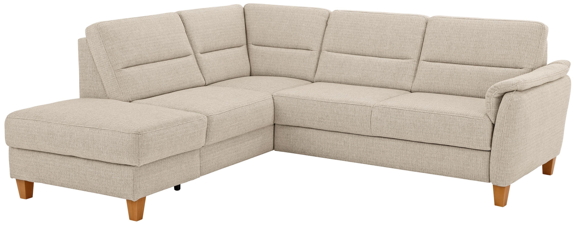 Home affaire Ecksofa "Palmera, L-Form, B: 236 cm, Bettfunktion & Bettkasten wählbar" Federkern-Polsterung, Sitzhöhe 48 cm, handgefertigt, stilvolles Design