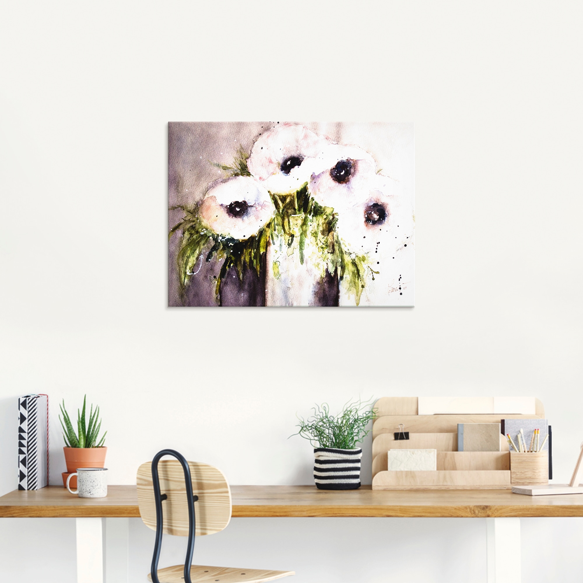 Artland Glasbild »Lila Mohn in Vase«, Blumen, (1 St.), in verschiedenen Größen