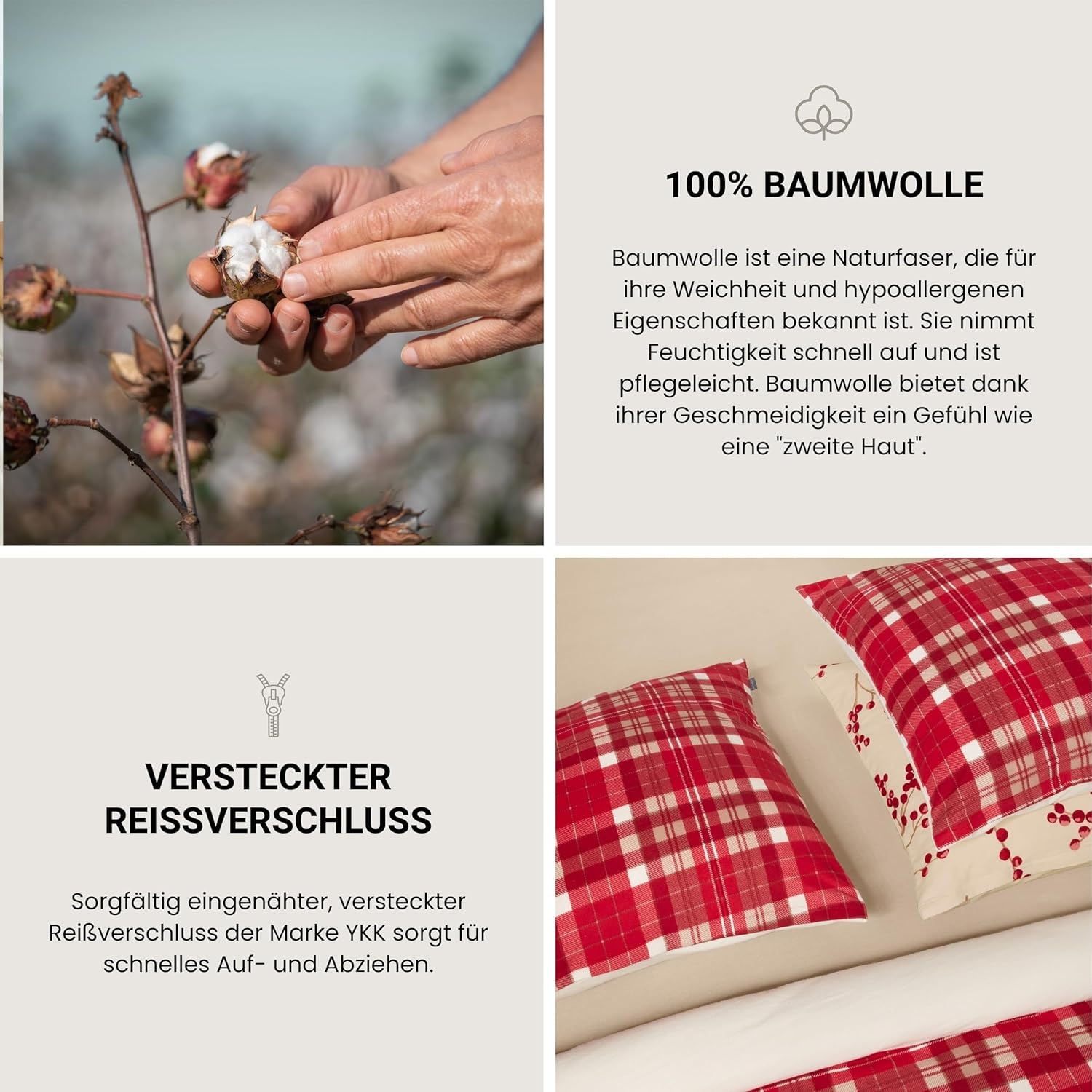 Schiesser Wendebettwäsche »Rowan aus weicher Baumwolle in wunderschönem Beerenprint« 2 Stk. tlg. Made in Green