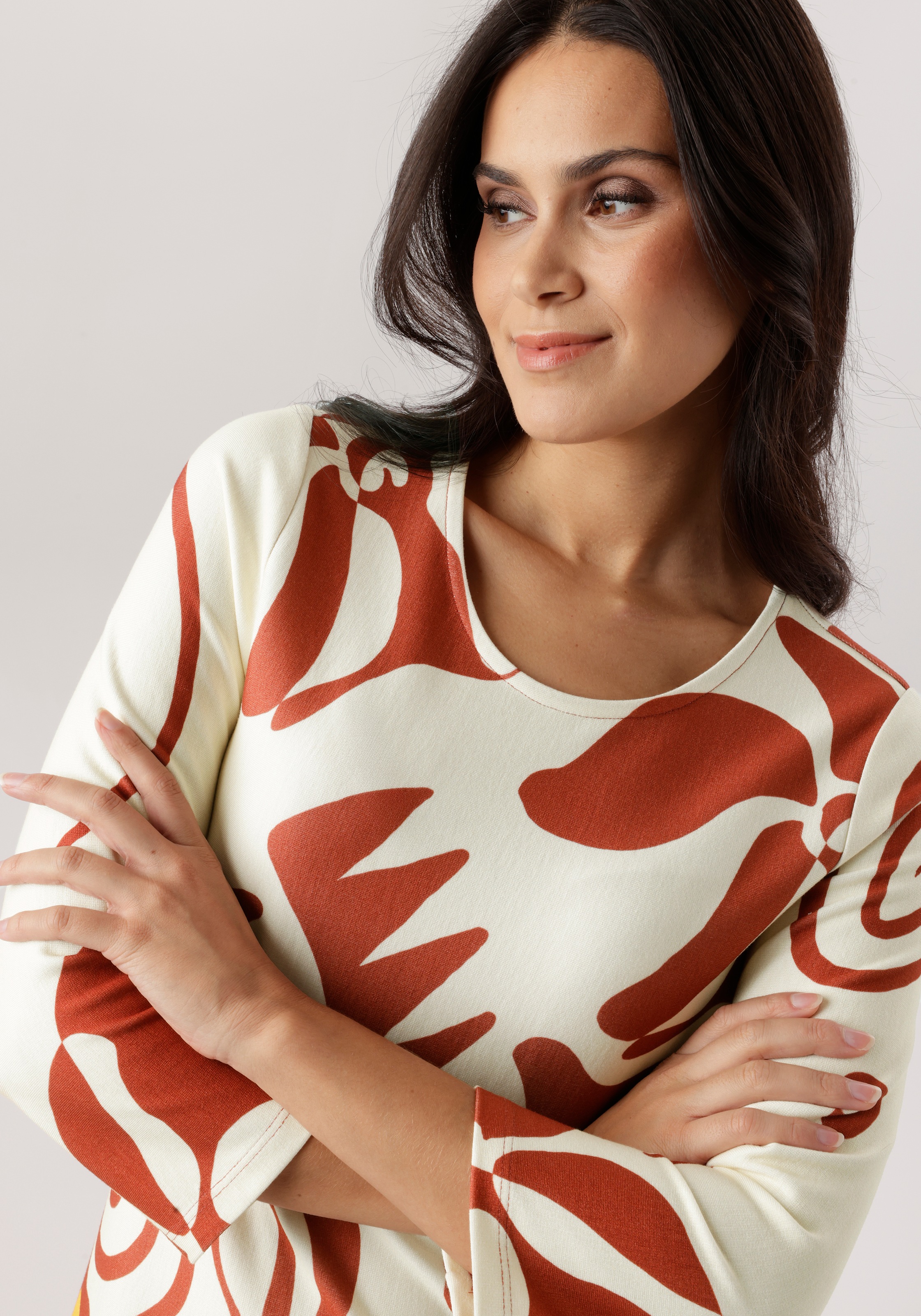 Thumbnail - Aniston SELECTED Jerseykleid mit gestreifter Bordüre am Saum - NEUE KOLLEKTION