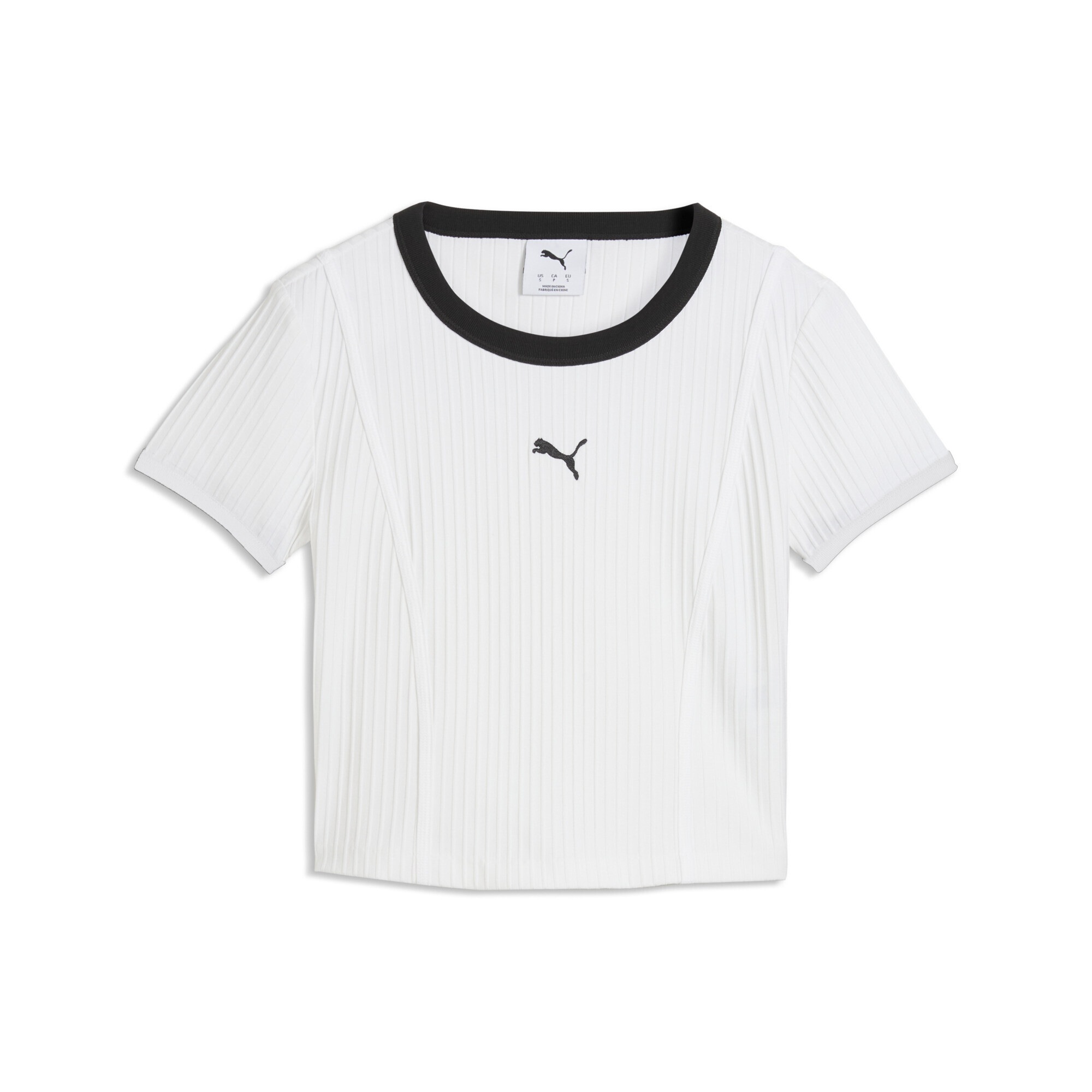 PUMA T-Shirt "Essentials Geripptes T-Shirt Damen"