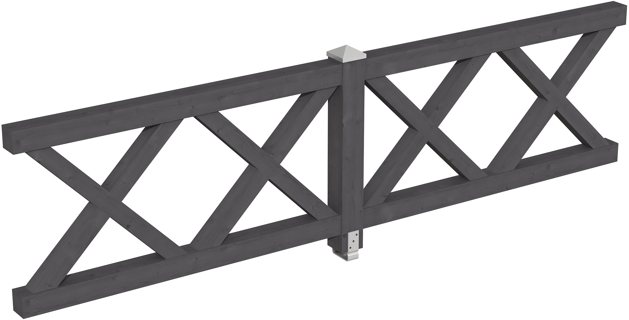 Brüstungsgeländer SKANHOLZ, H:84cm L:335cm, grau, Geländer, "Andreaskreuz"