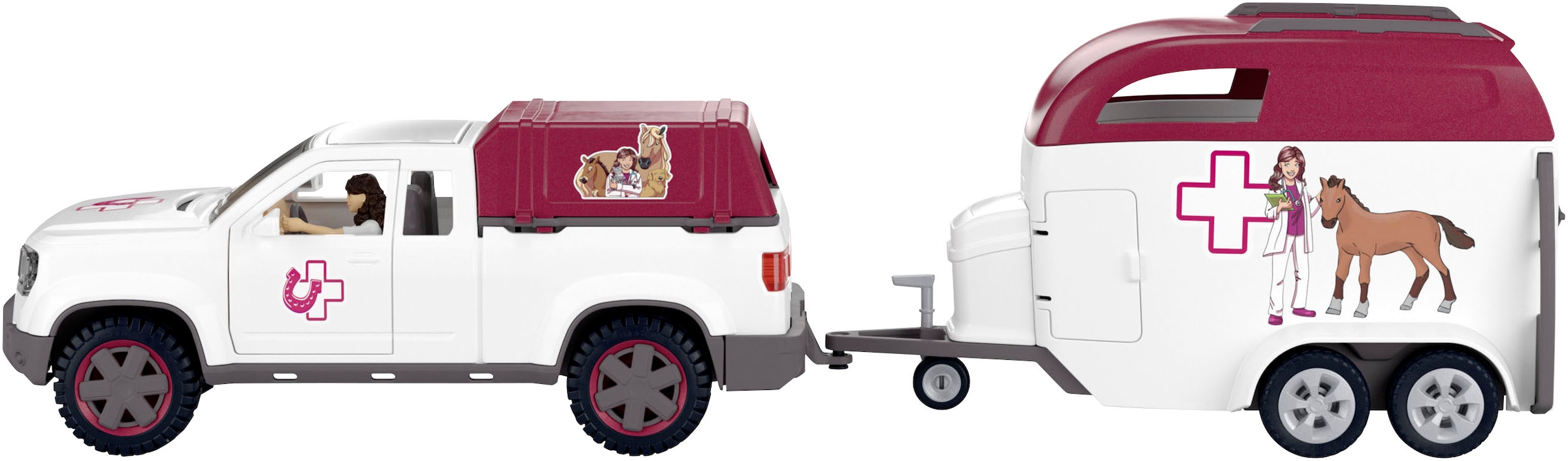 Schleich® Spielzeug-Auto »HORSE CLUB, Mobile Tierärztin mit Anhänger (42704)«, Made in Europe